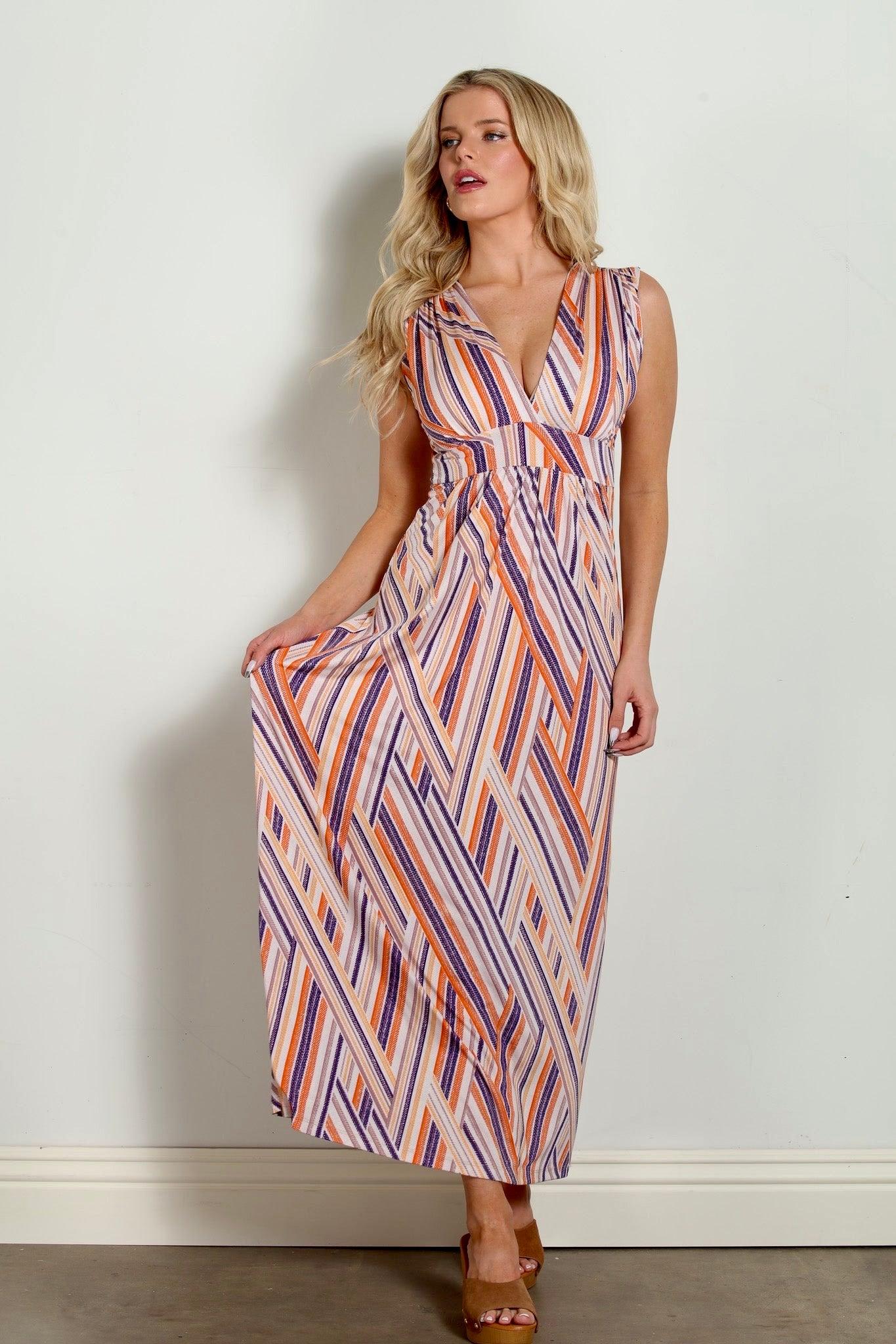 Carmel Stretch V-Neck Maxi Dress-FINAL SALE