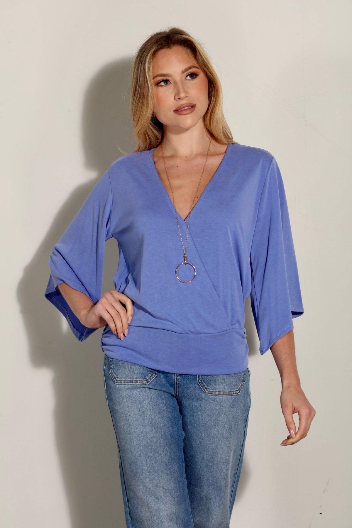 Peri Cupro Stretch Banded Kimono Top-FINAL SALE