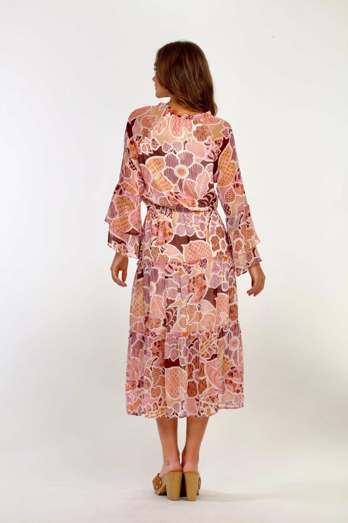Fleur Tiered Chiffon Midi Dress-FINAL SALE