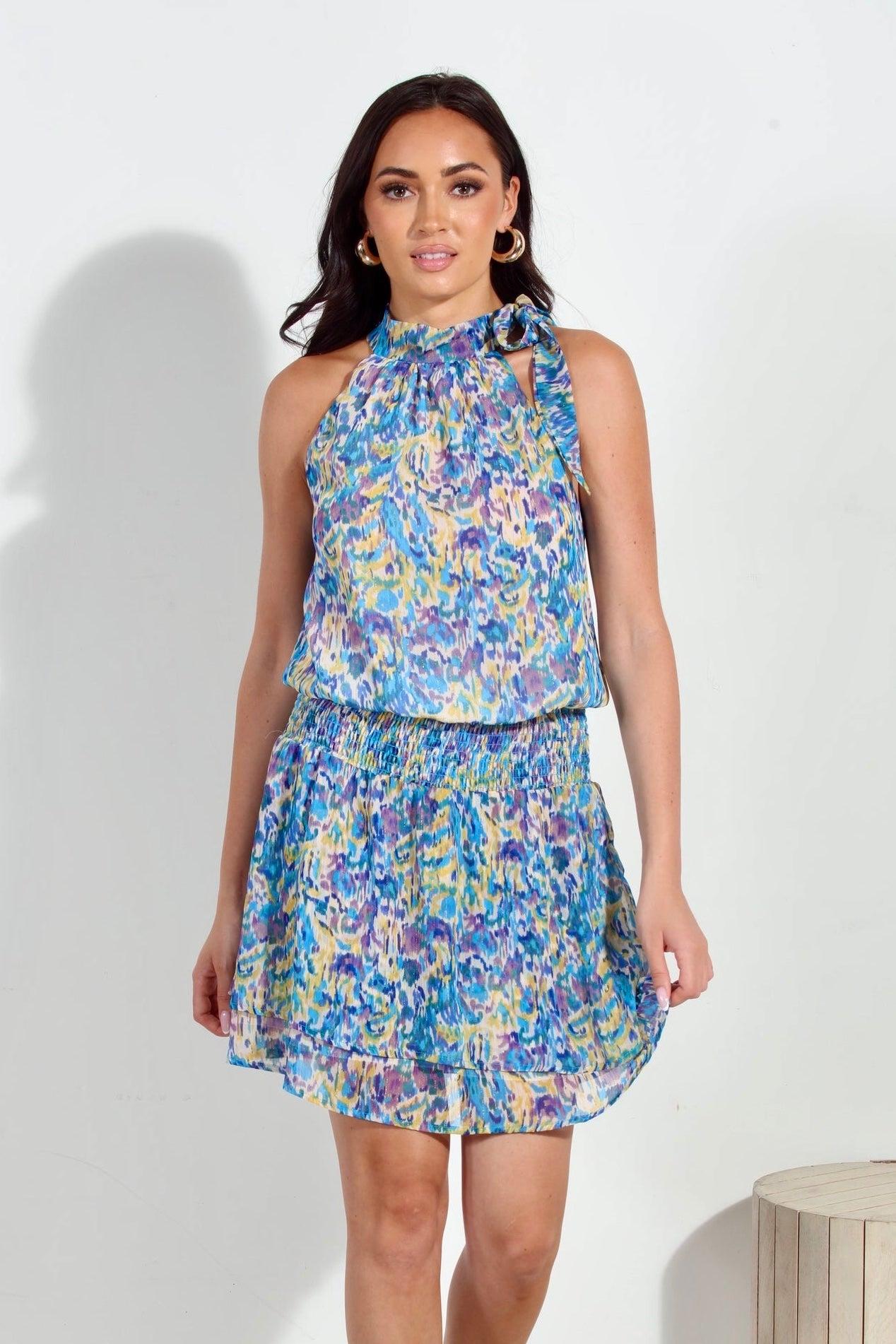 Rainey Chiffon Halter Dress-FINAL SALE
