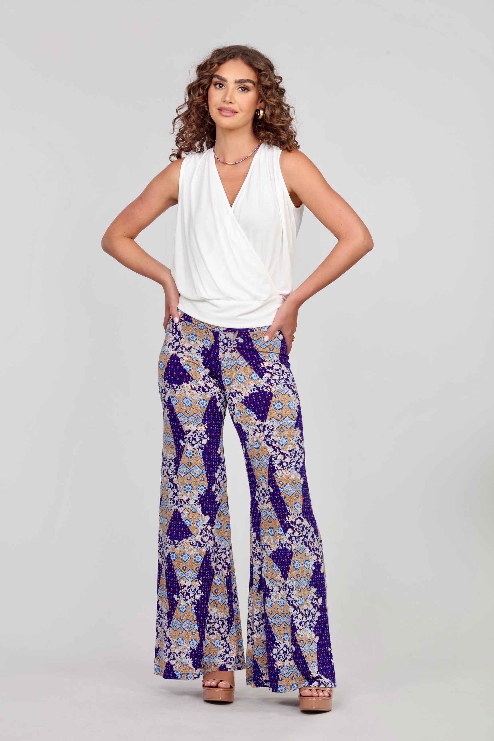 Dixon Paisley Stretch Flare Leg Pants-BEST SELLER