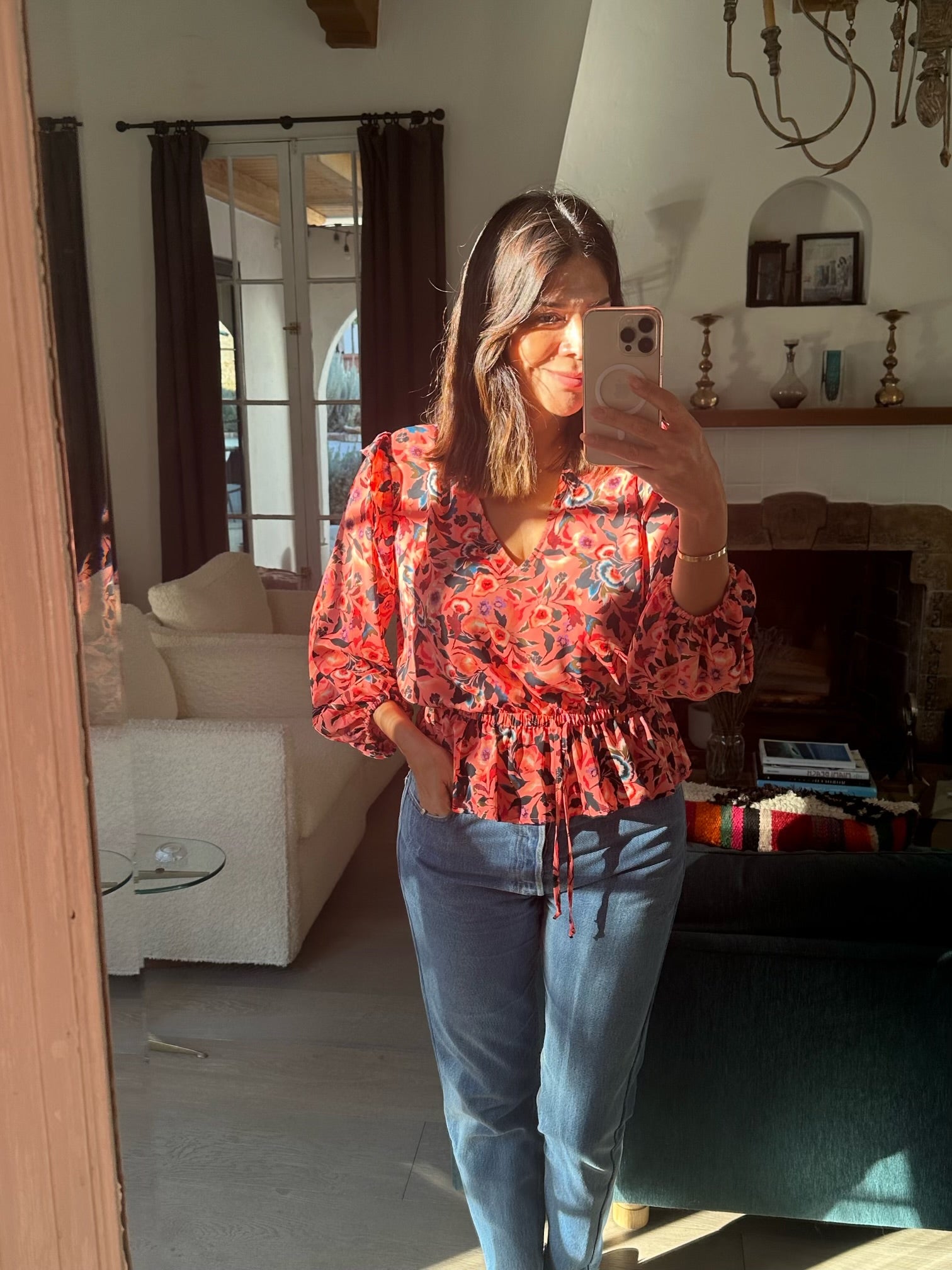 Bonnie V-Neck Peplum Blouse-FINAL SALE