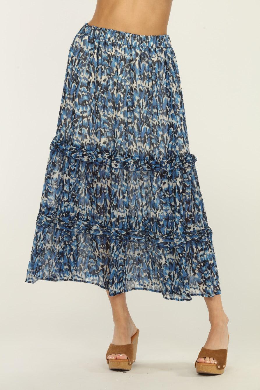 Selina Chiffon Ruffle Midi Skirt-FINAL SALE