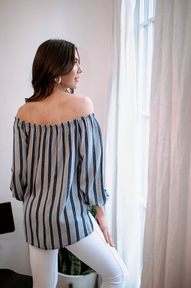 Hobbs OTS Woven Top with Tie- FINAL SALE