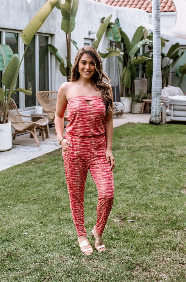 Penzi Strapless Cut-Out Stretch Jumpsuit-FINAL SALE
