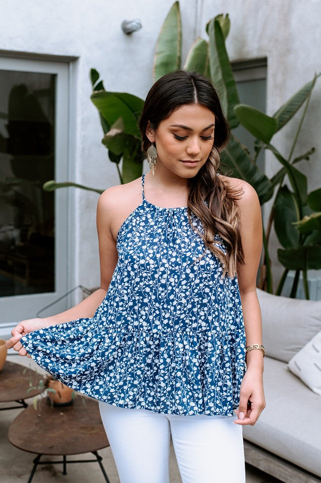 Azulik Halter Tie Ruffle Top - FINAL SALE