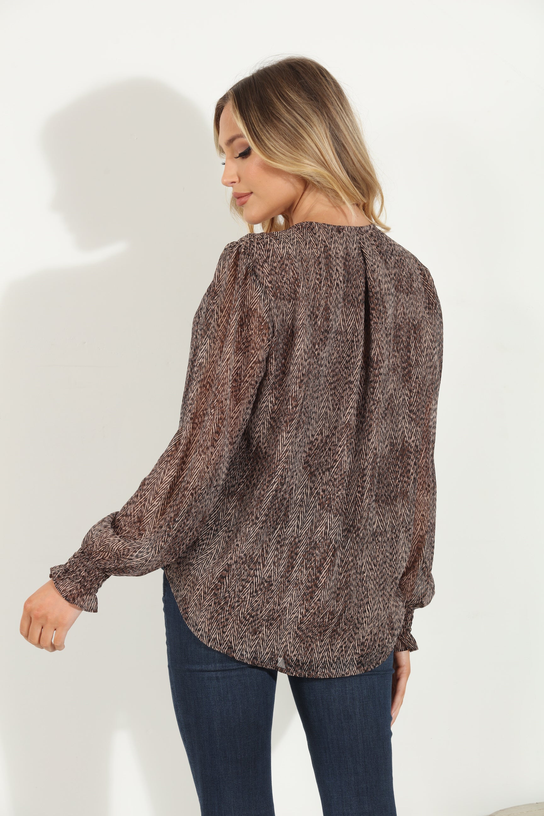 Avril Chiffon Surplice Smocked Blouse - Best Seller