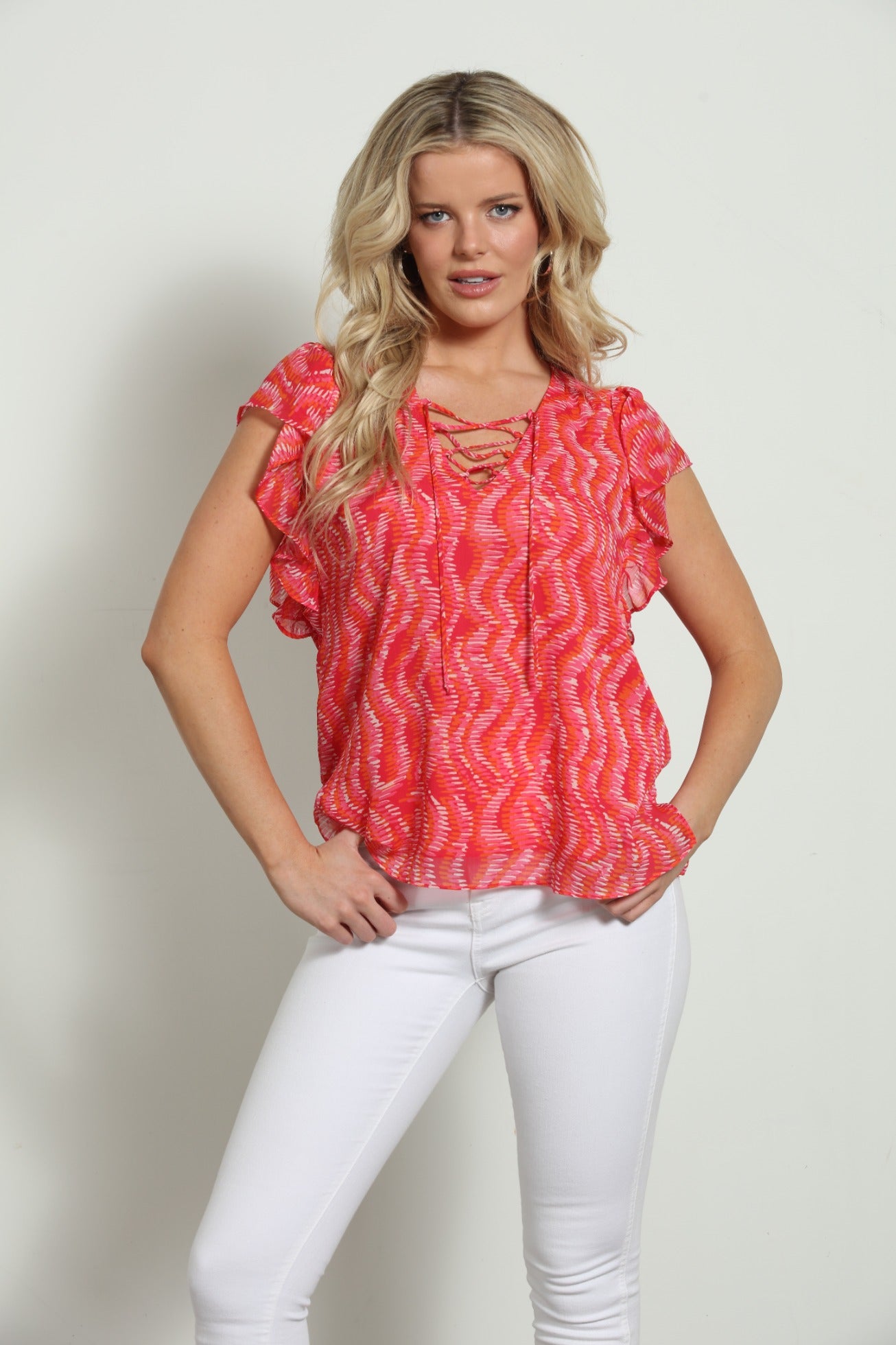 Inca Lace-Up Ruffle Blouse-FINAL SALE