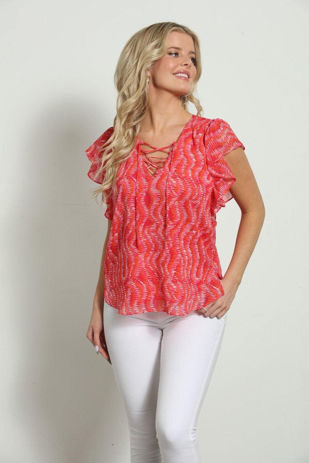 Inca Lace-Up Ruffle Blouse-FINAL SALE