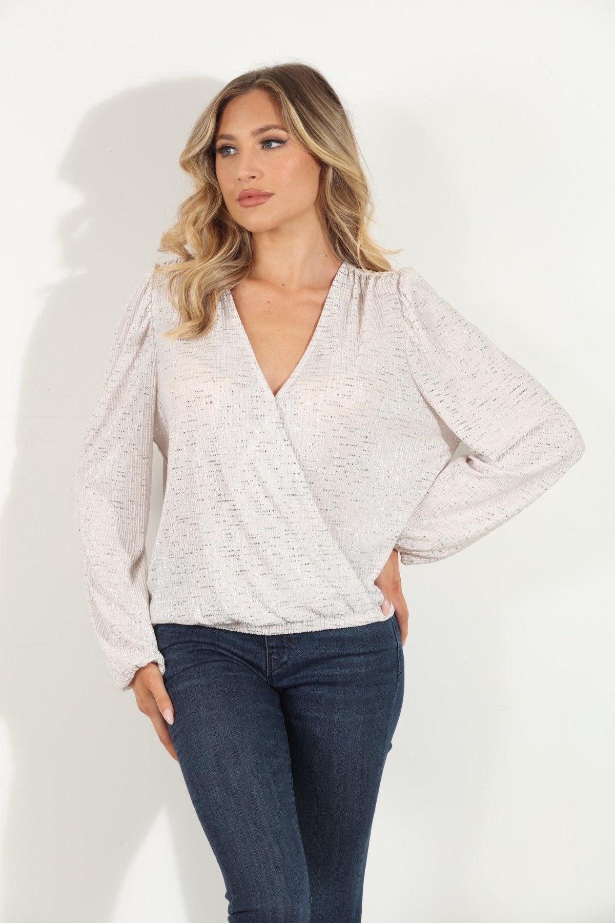 Jazmin Pleated Sparkle Top- FINAL SALE
