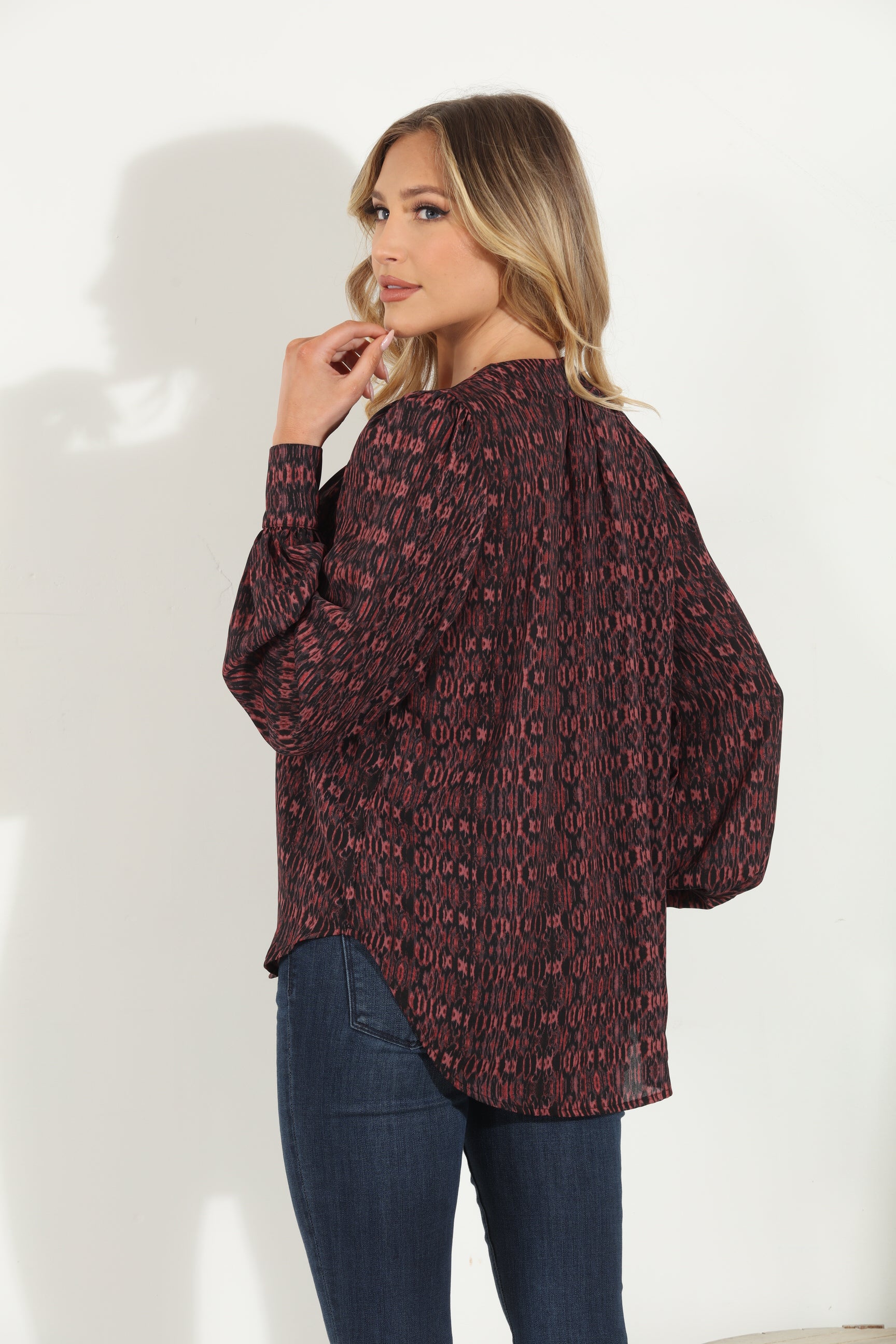 Juniper V Neck Cuffed Blouse