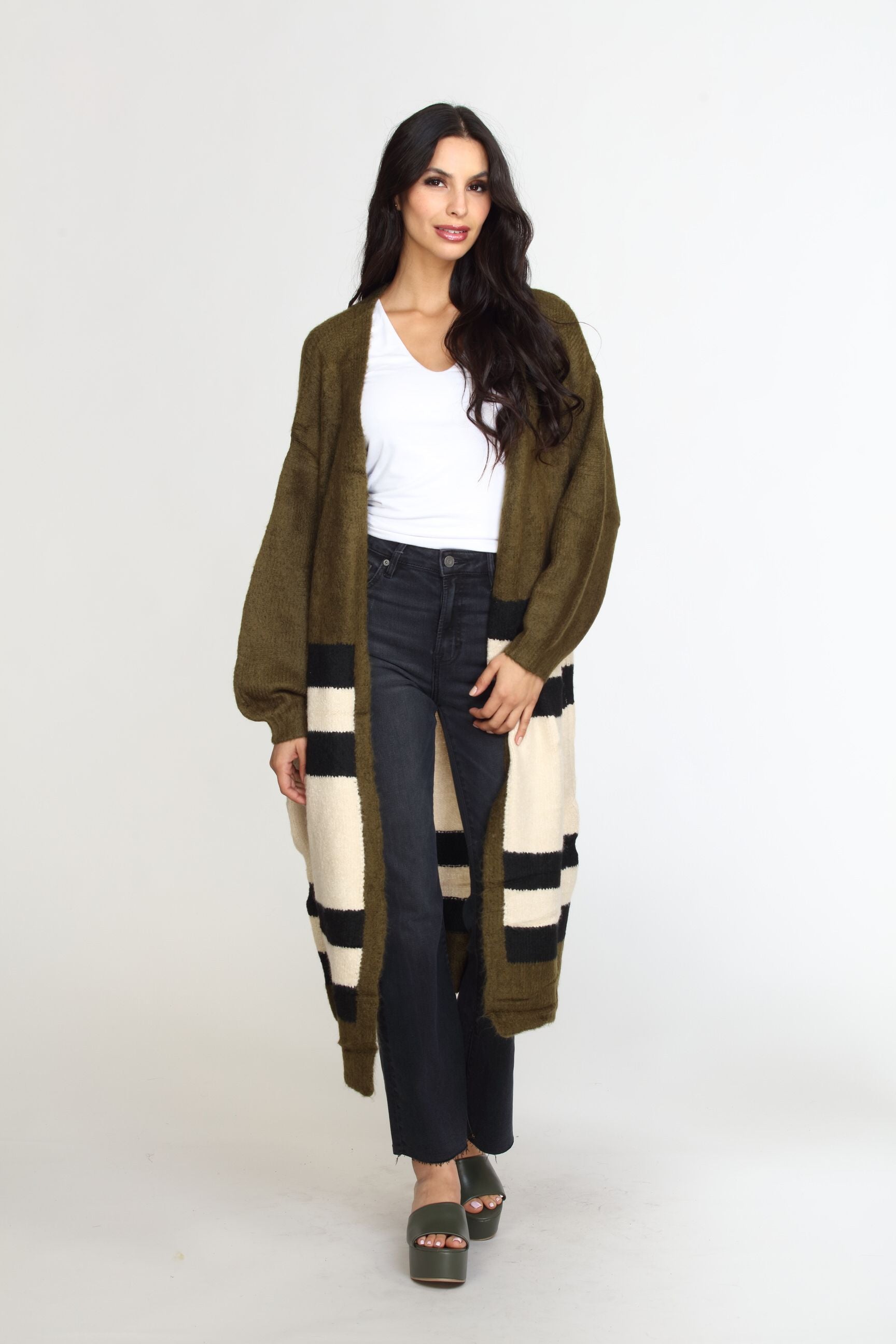Olive and Tan Cozy Cardi-FINAL SALE