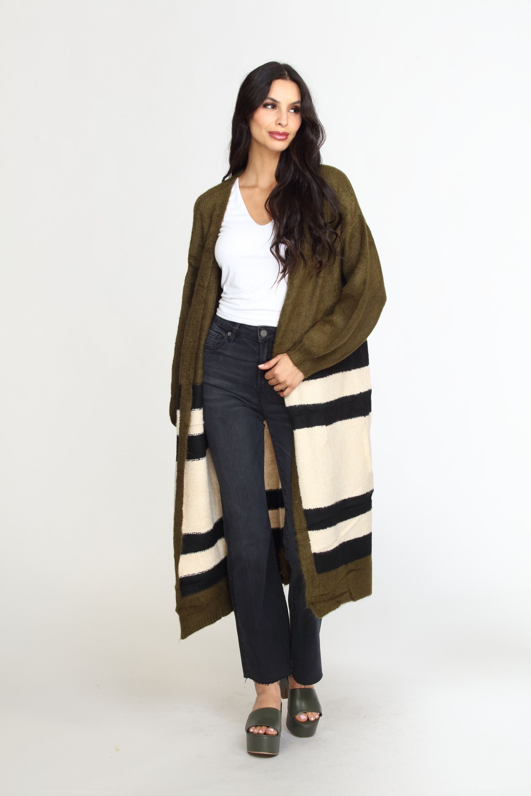 Olive and Tan Cozy Cardi-FINAL SALE