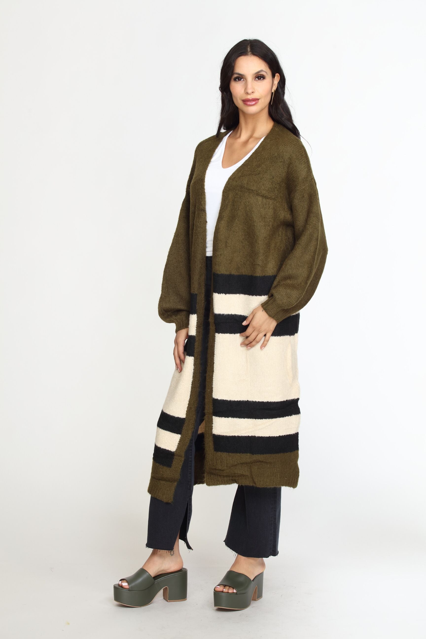 Olive and Tan Cozy Cardi-FINAL SALE