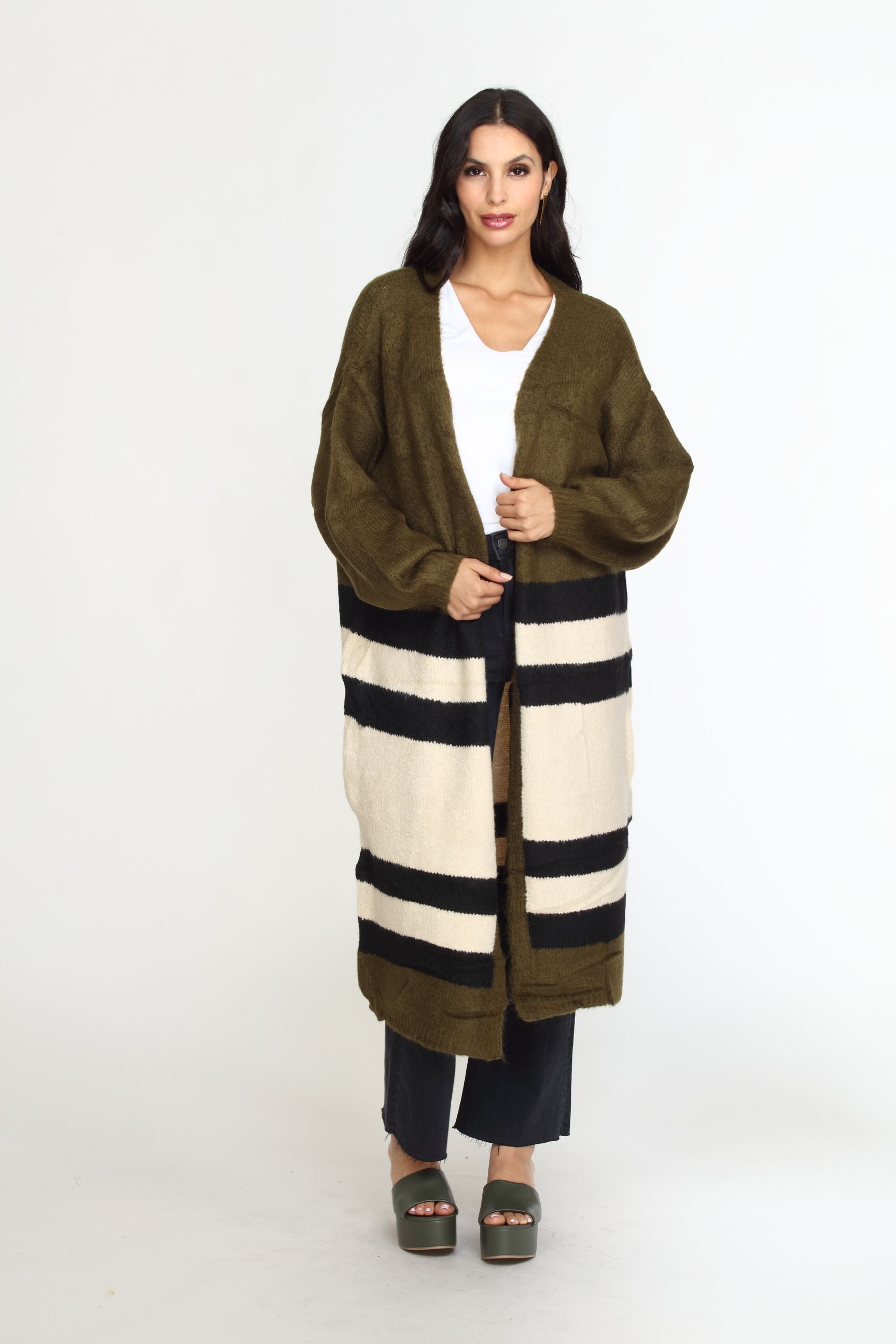 Olive and Tan Cozy Cardi-FINAL SALE