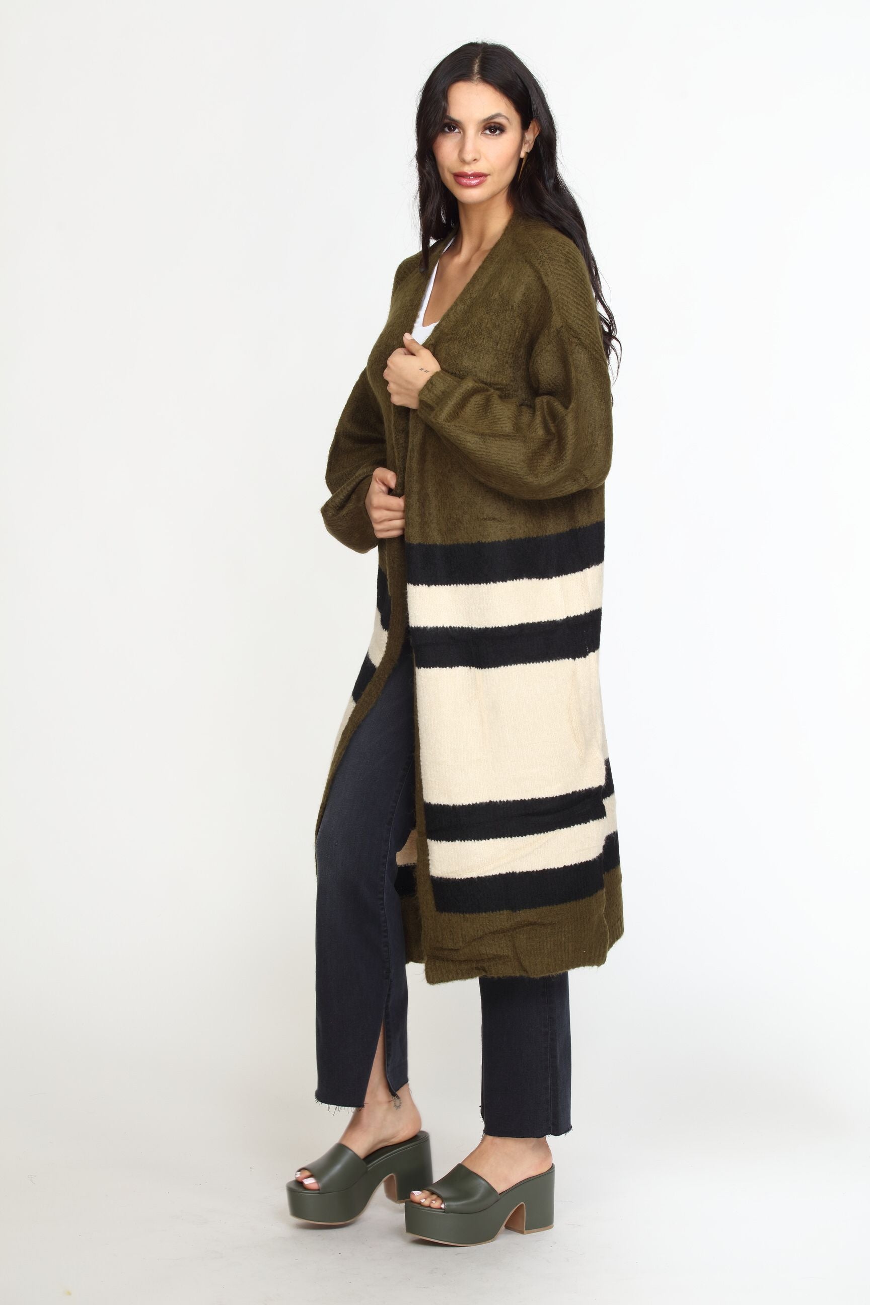 Olive and Tan Cozy Cardi-FINAL SALE