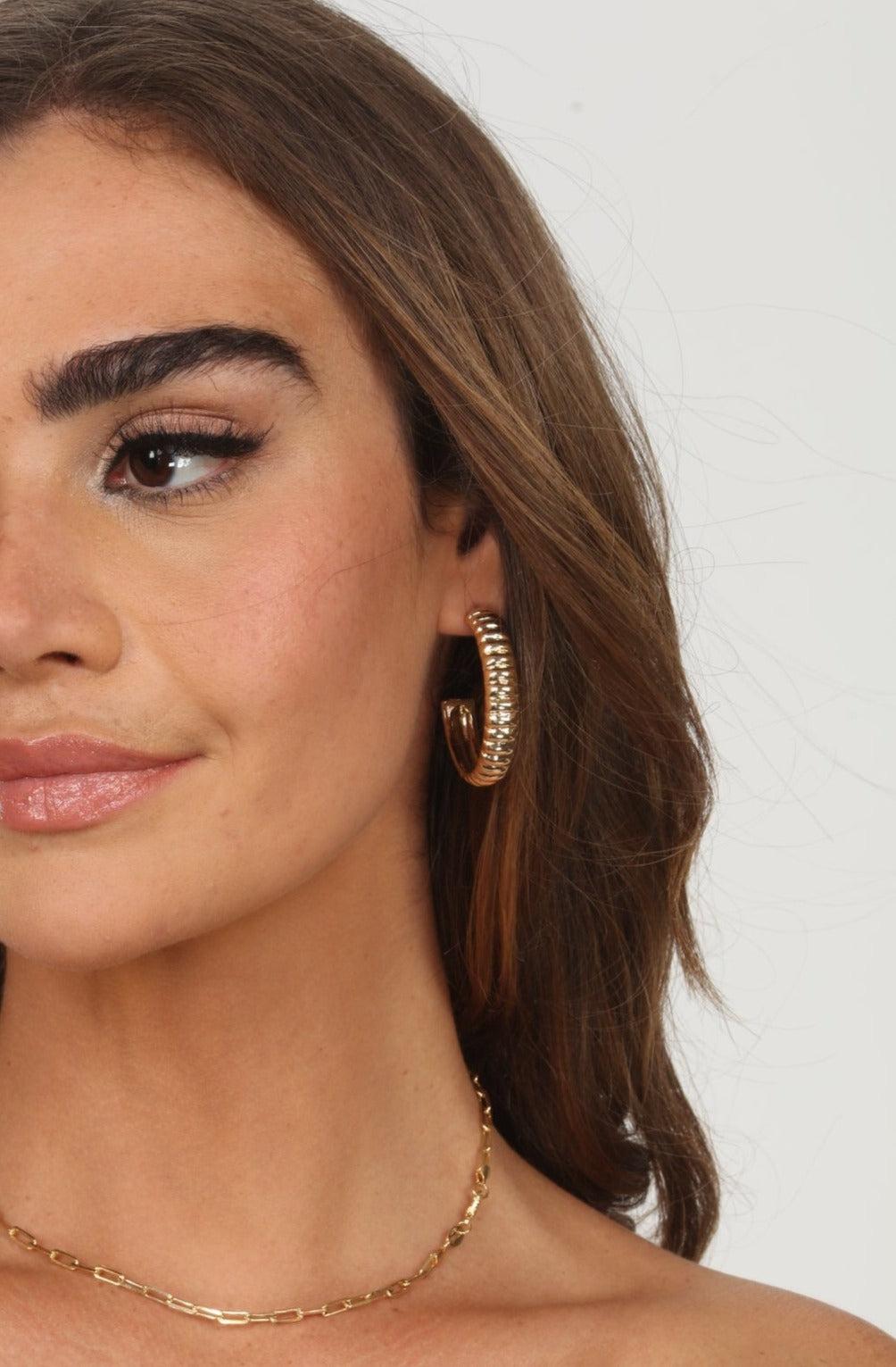 Textured Gold Chunky Hoop Earrings-FINAL SALE