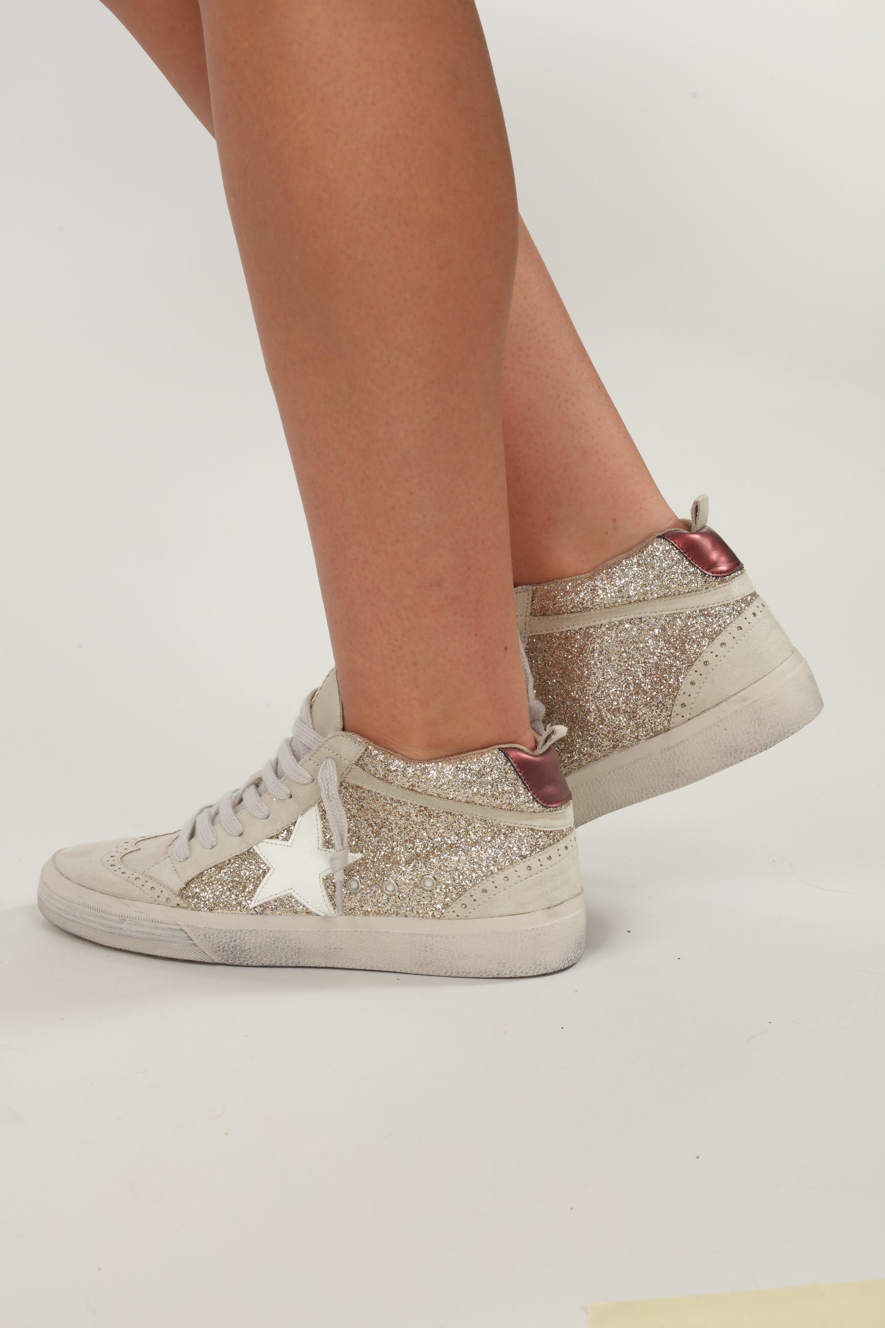 Paulina Gold Glitter High-Top Sneakers-BEST SELLER