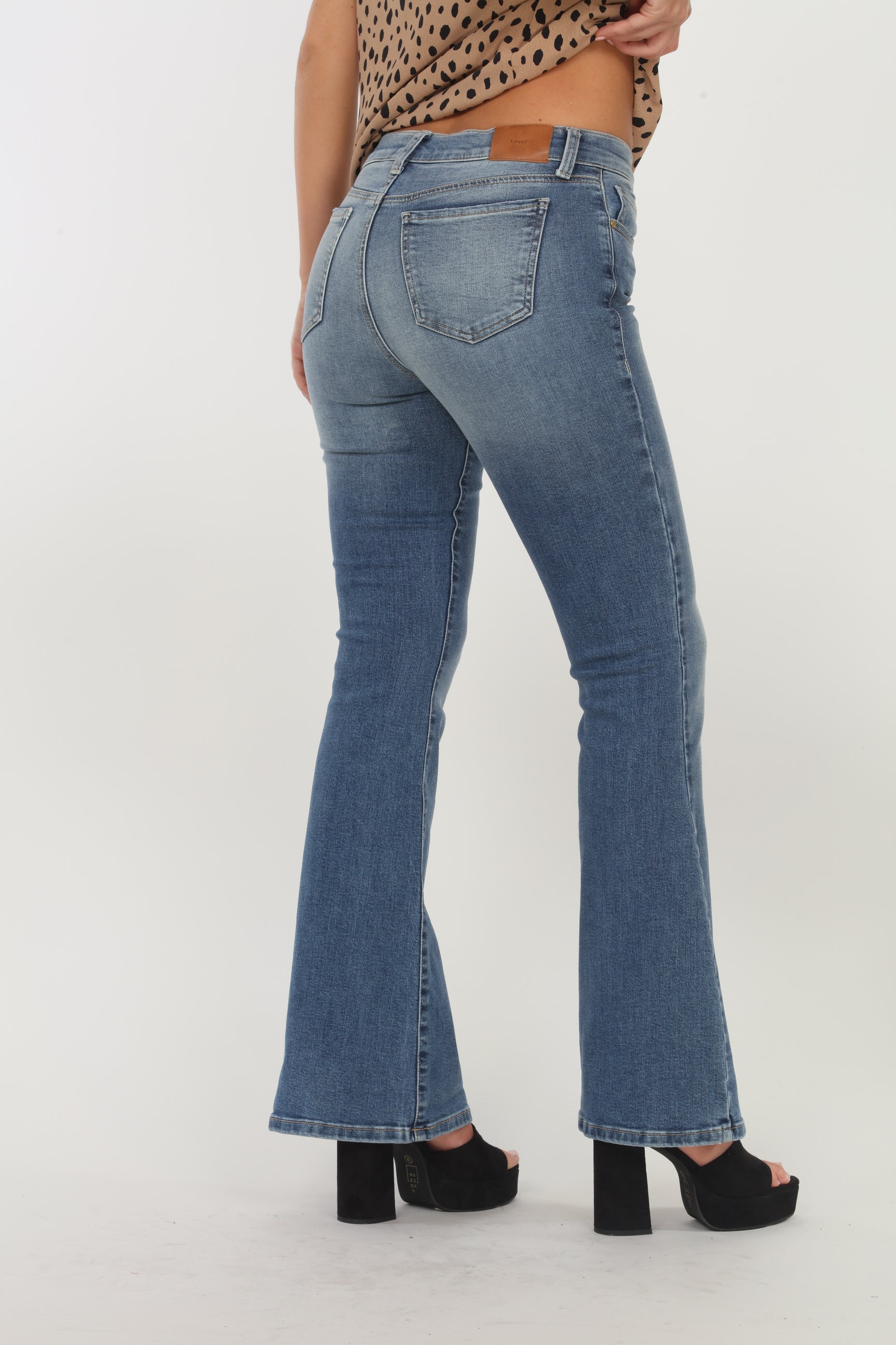 Level 99 Dahlia Mid Rise Flare Jeans - Medium Wash-FINAL SALE