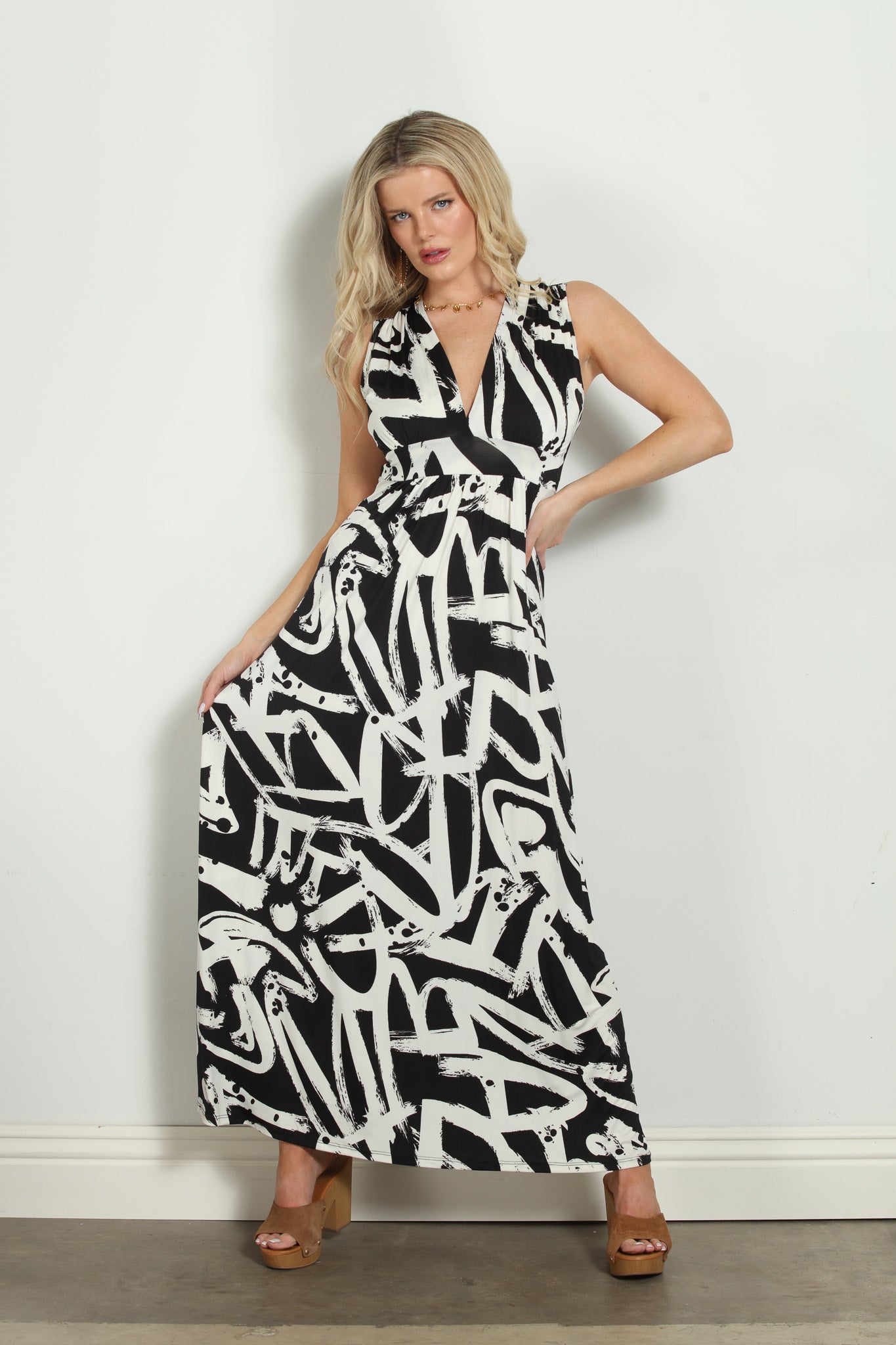 Mallorca Stretch V-Neck Maxi Dress-FINAL SALE
