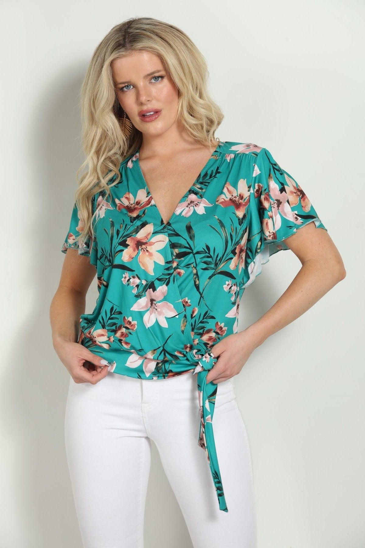 Mckinley Short Sleev Wrap Blouse-FINAL SALE