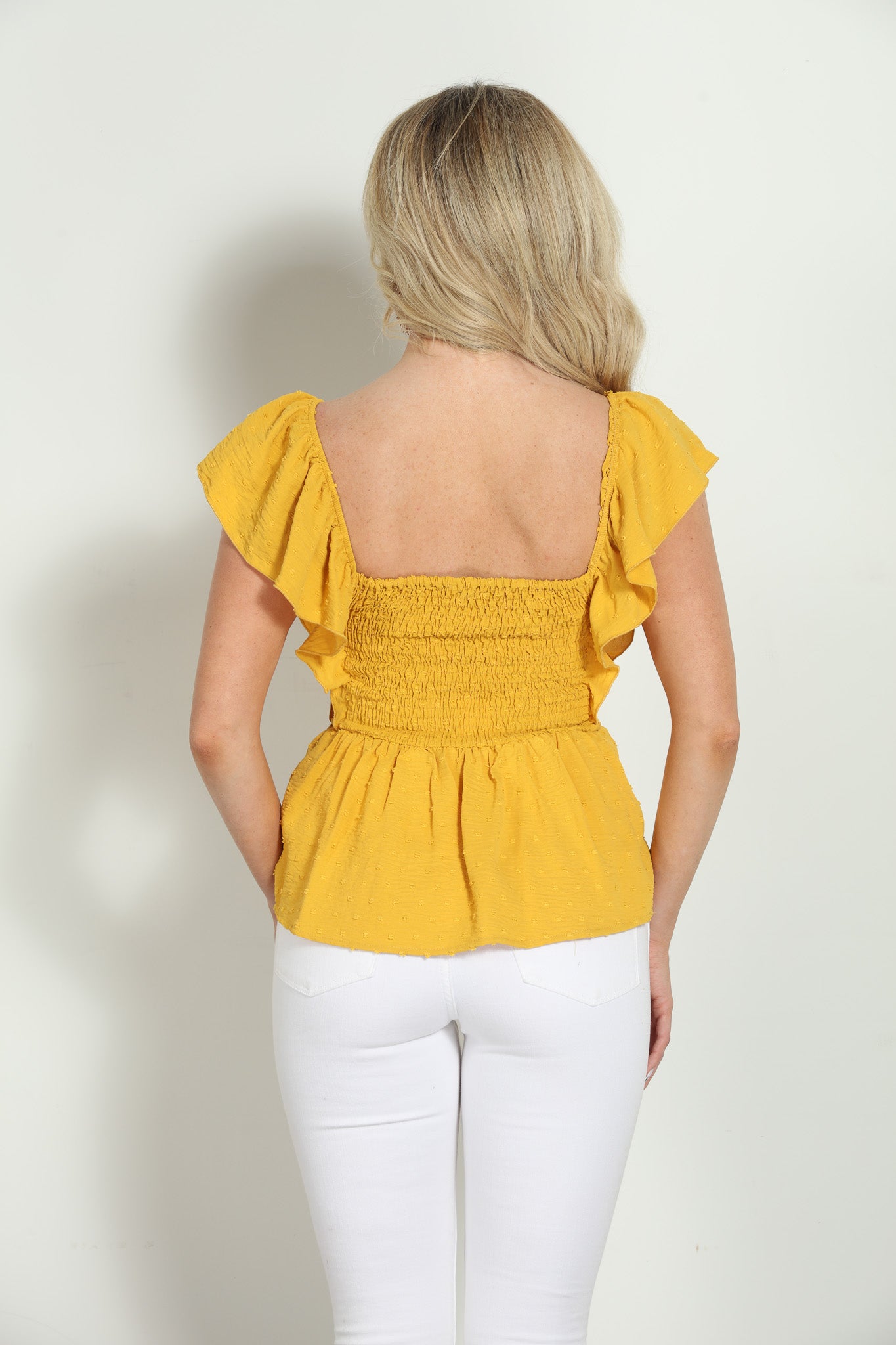 Mango Airflow Smocked Flutter Top- FINAL SALE