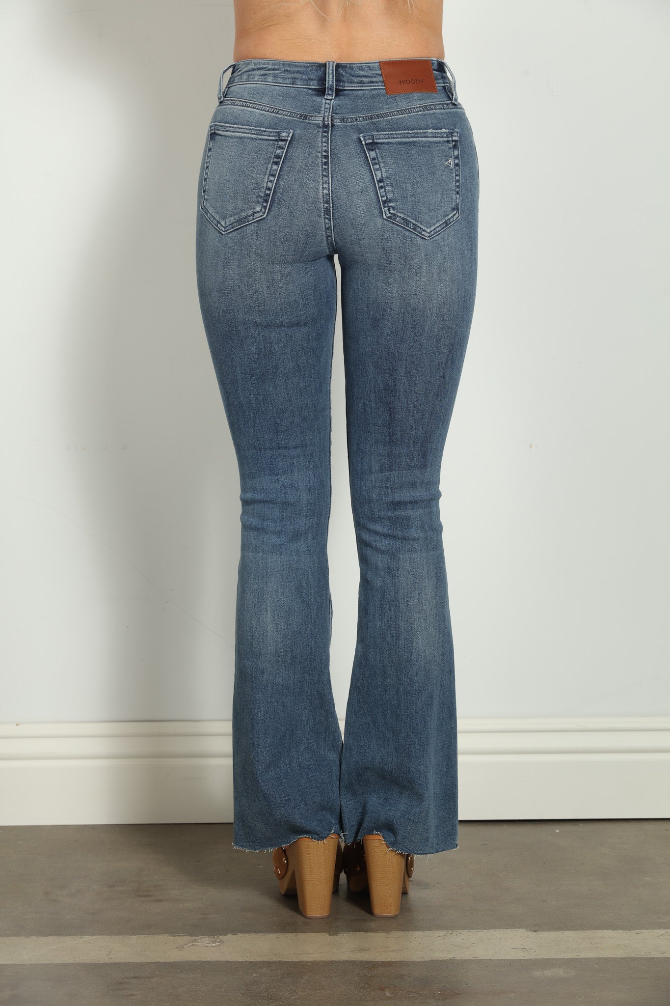 Happi Front Slit Flare Jeans - Medium Dark-FINAL SALE