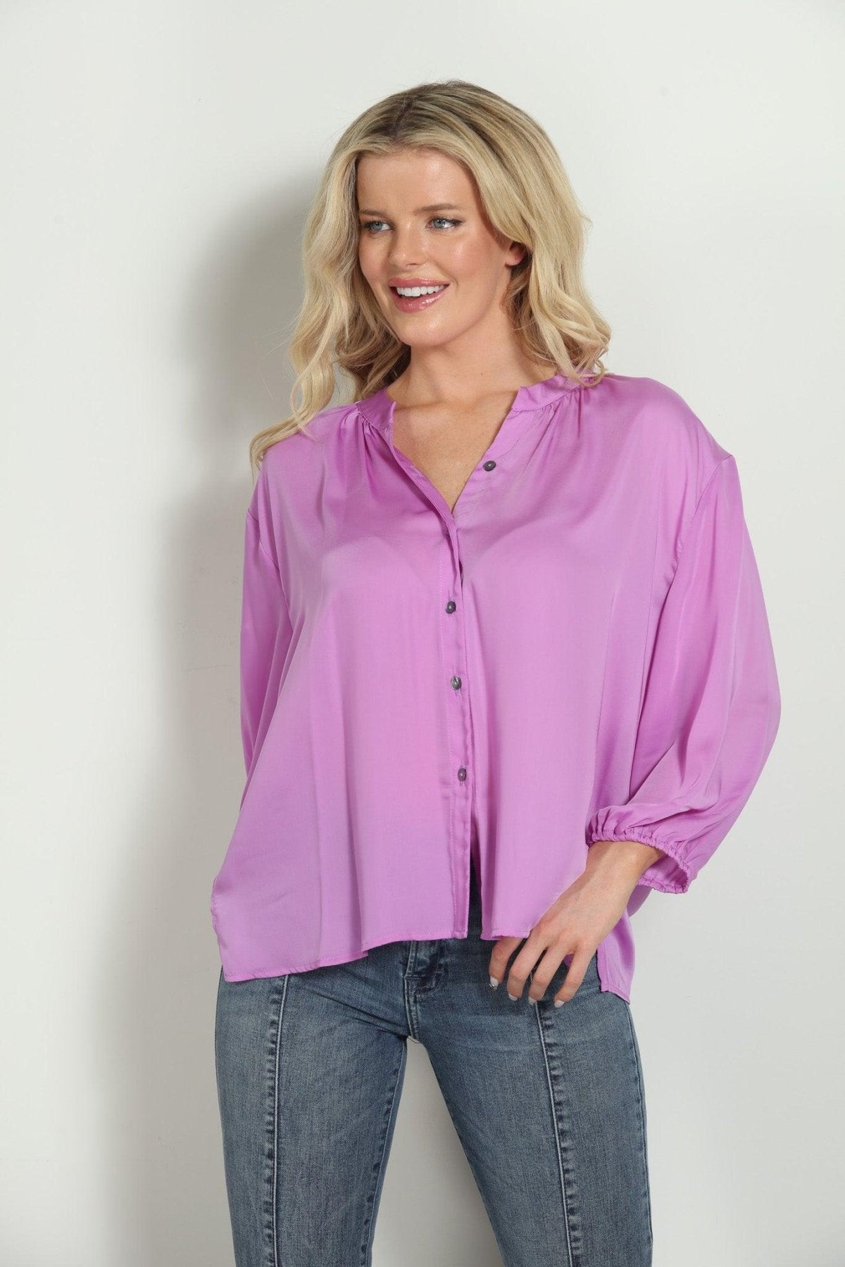 Mulberry Silky Shell Button Blouse-FINAL SALE