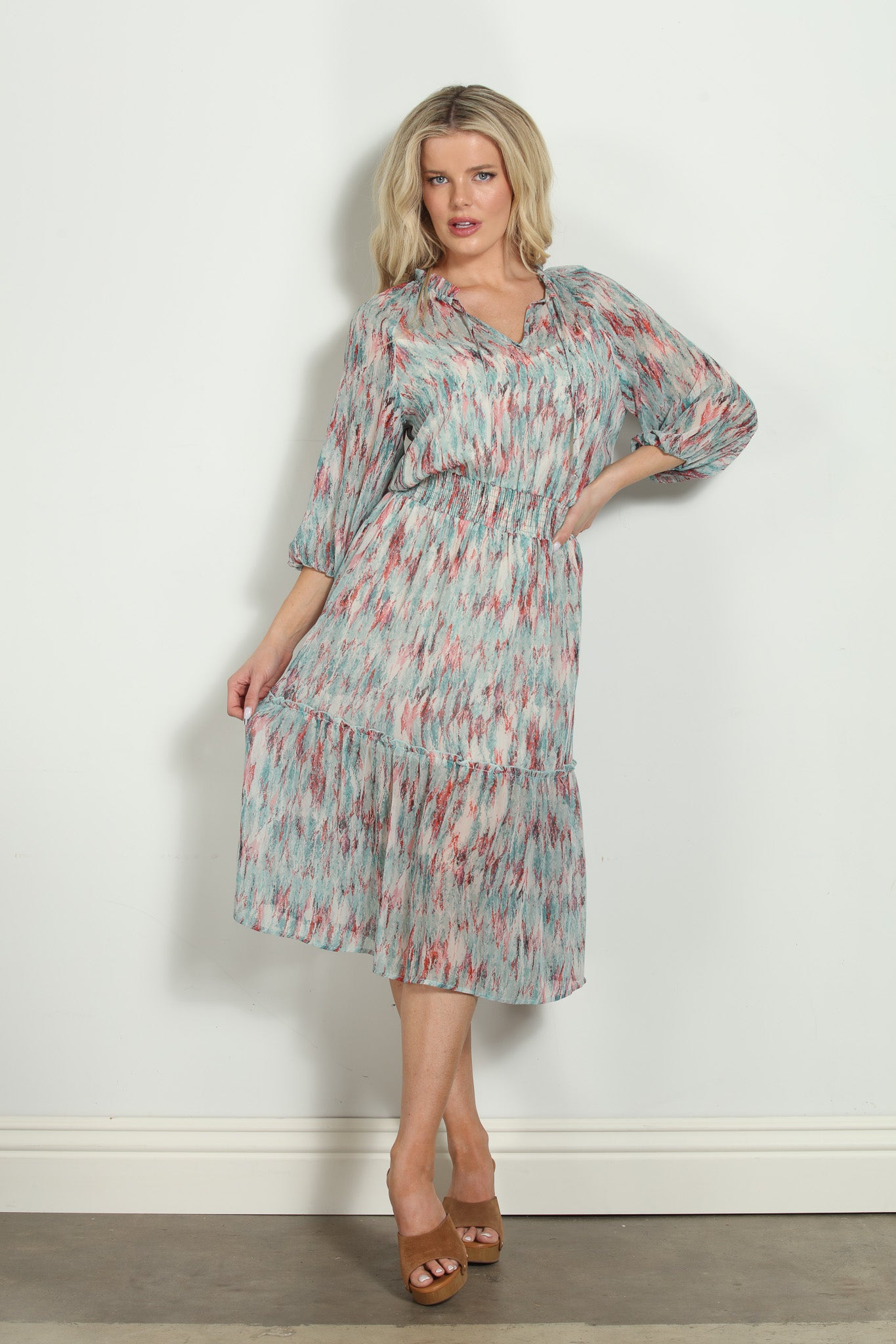 Myranda Chiffon Smocked Midi Dress-FINAL SALE