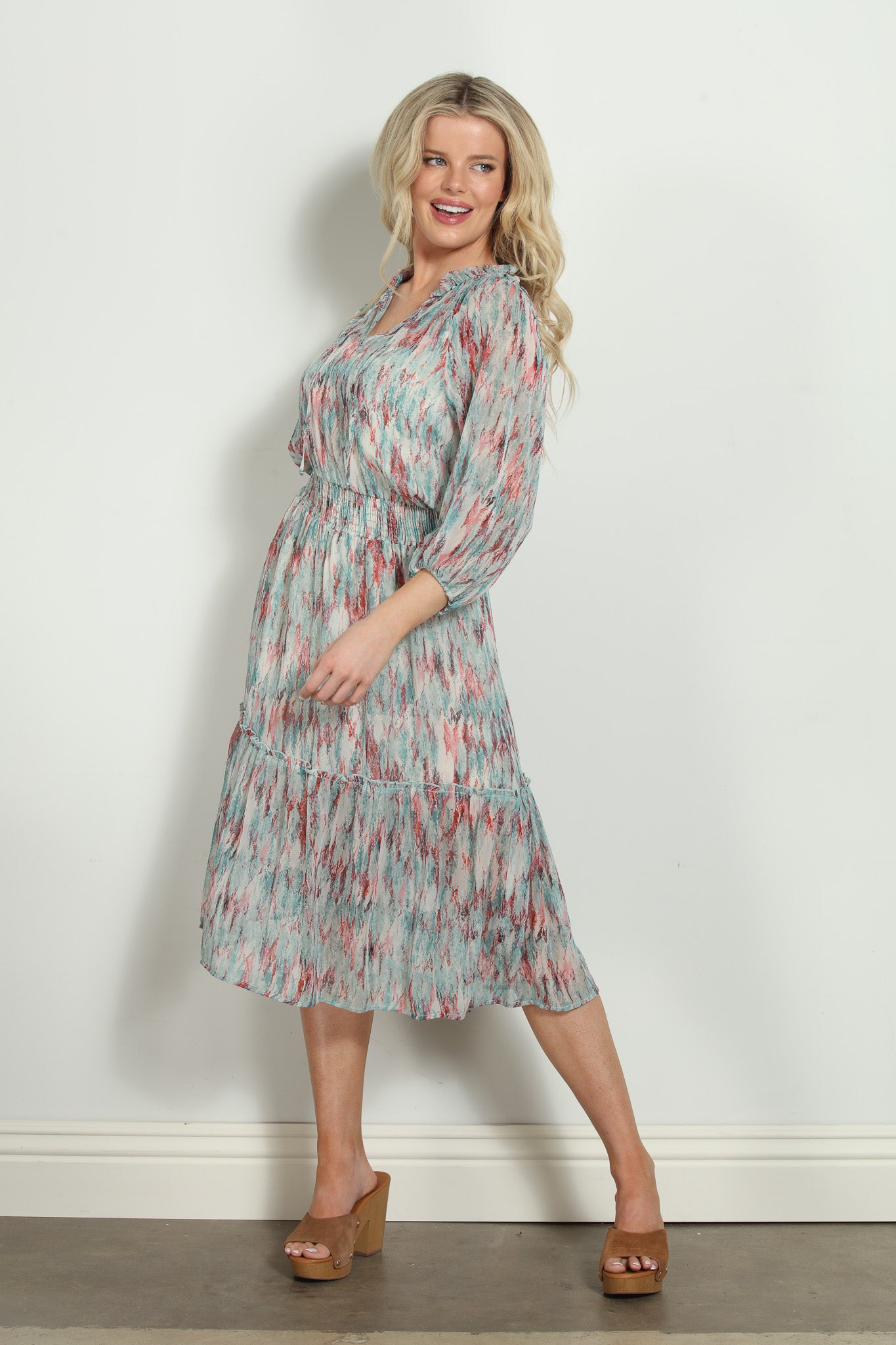 Myranda Chiffon Smocked Midi Dress-FINAL SALE