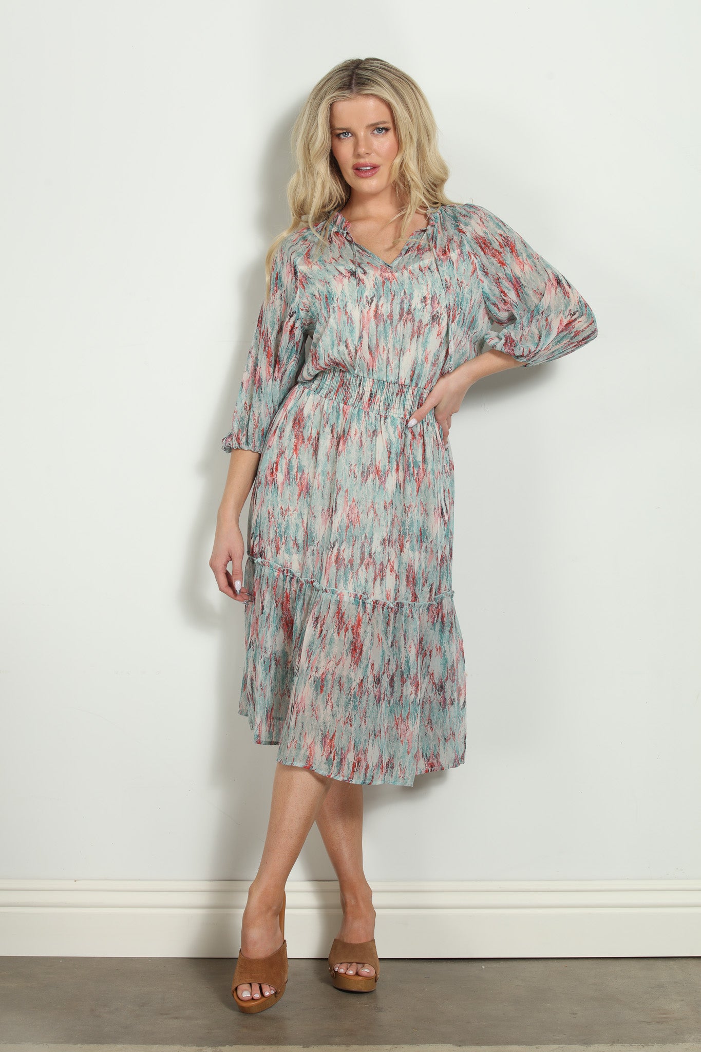 Myranda Chiffon Smocked Midi Dress-FINAL SALE