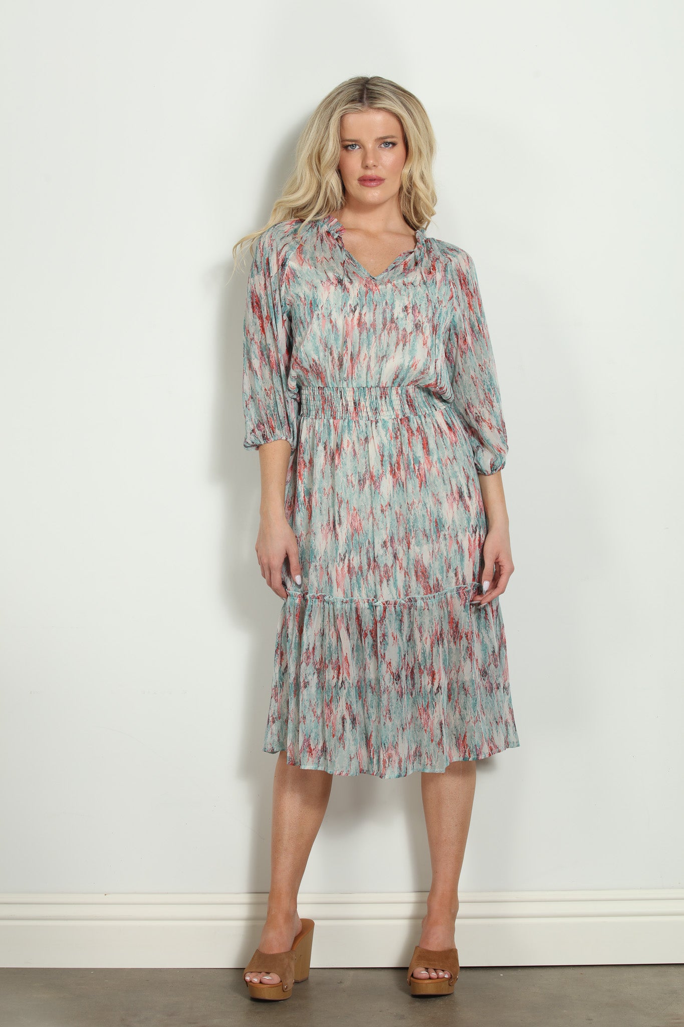 Myranda Chiffon Smocked Midi Dress-FINAL SALE