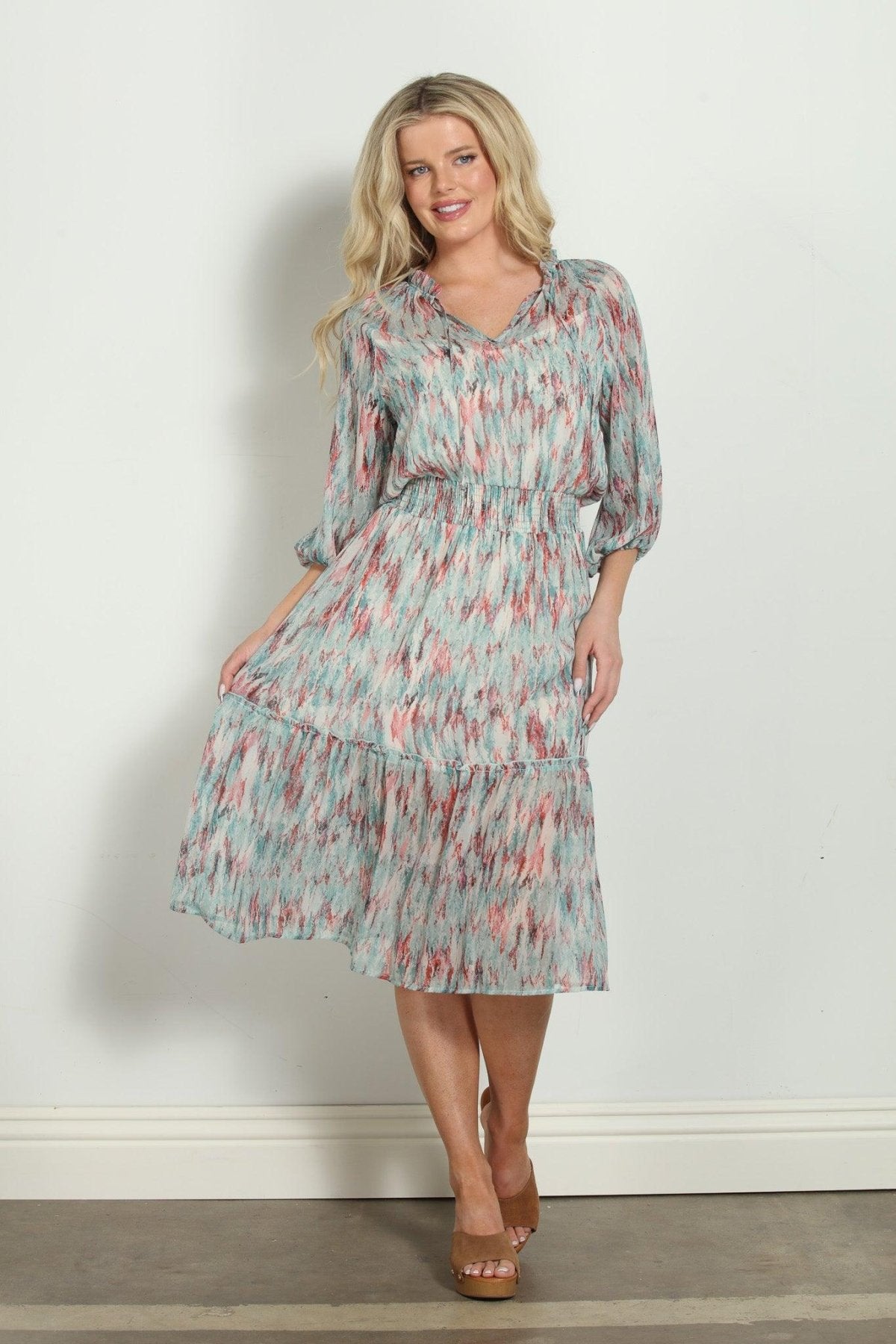 Myranda Chiffon Smocked Midi Dress-FINAL SALE
