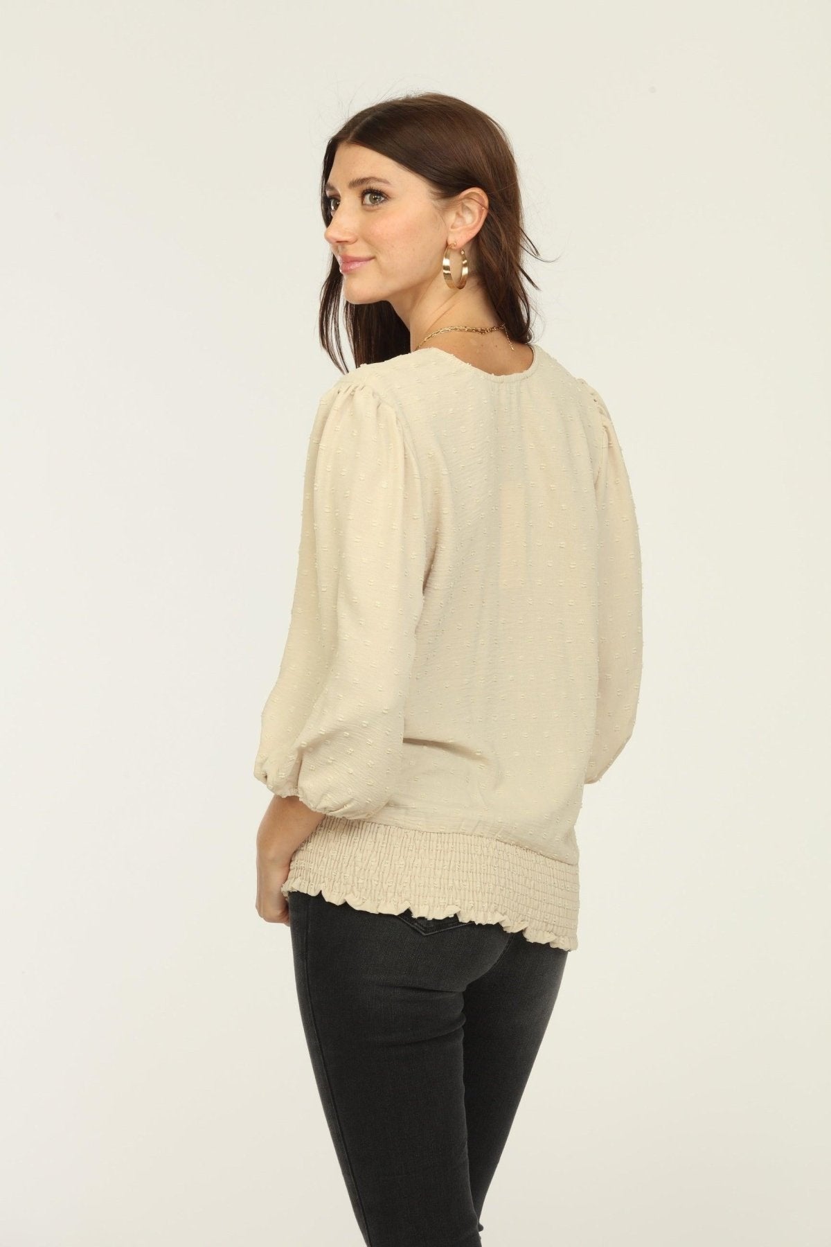 Tan Airflow V-Neck Top-FINAL SALE