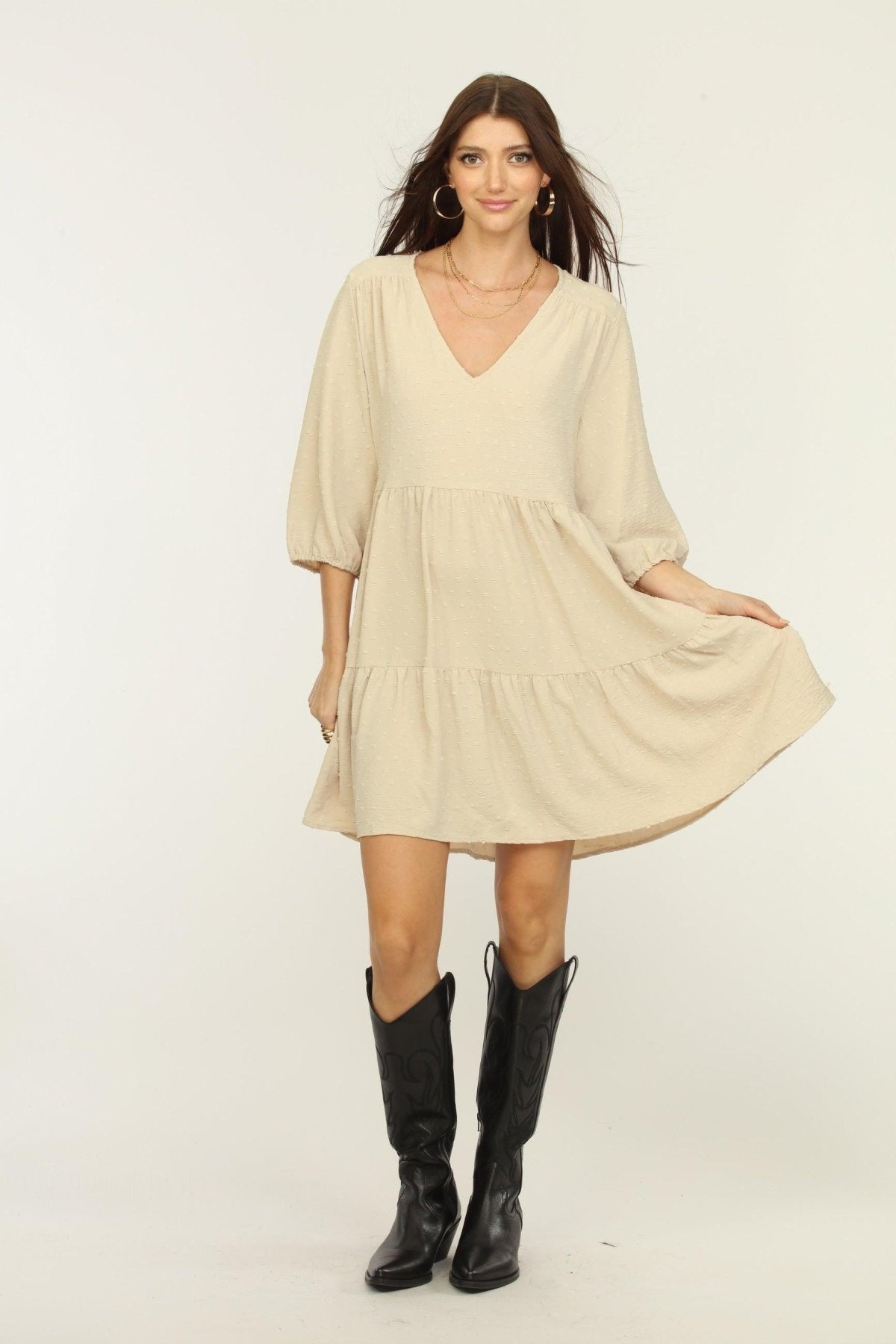 Tan Airflow Tunic Dress-FINAL SALE