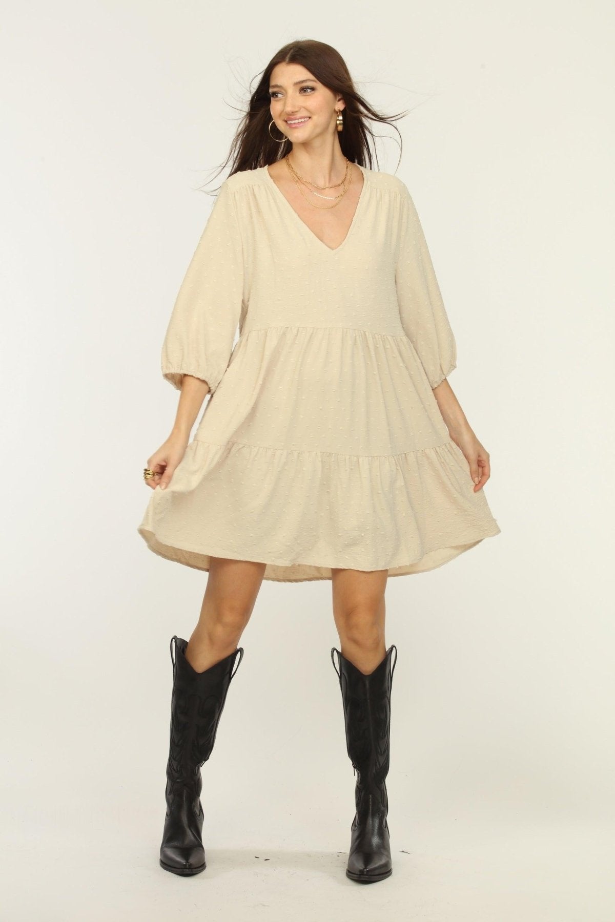 Tan Airflow Tunic Dress-FINAL SALE