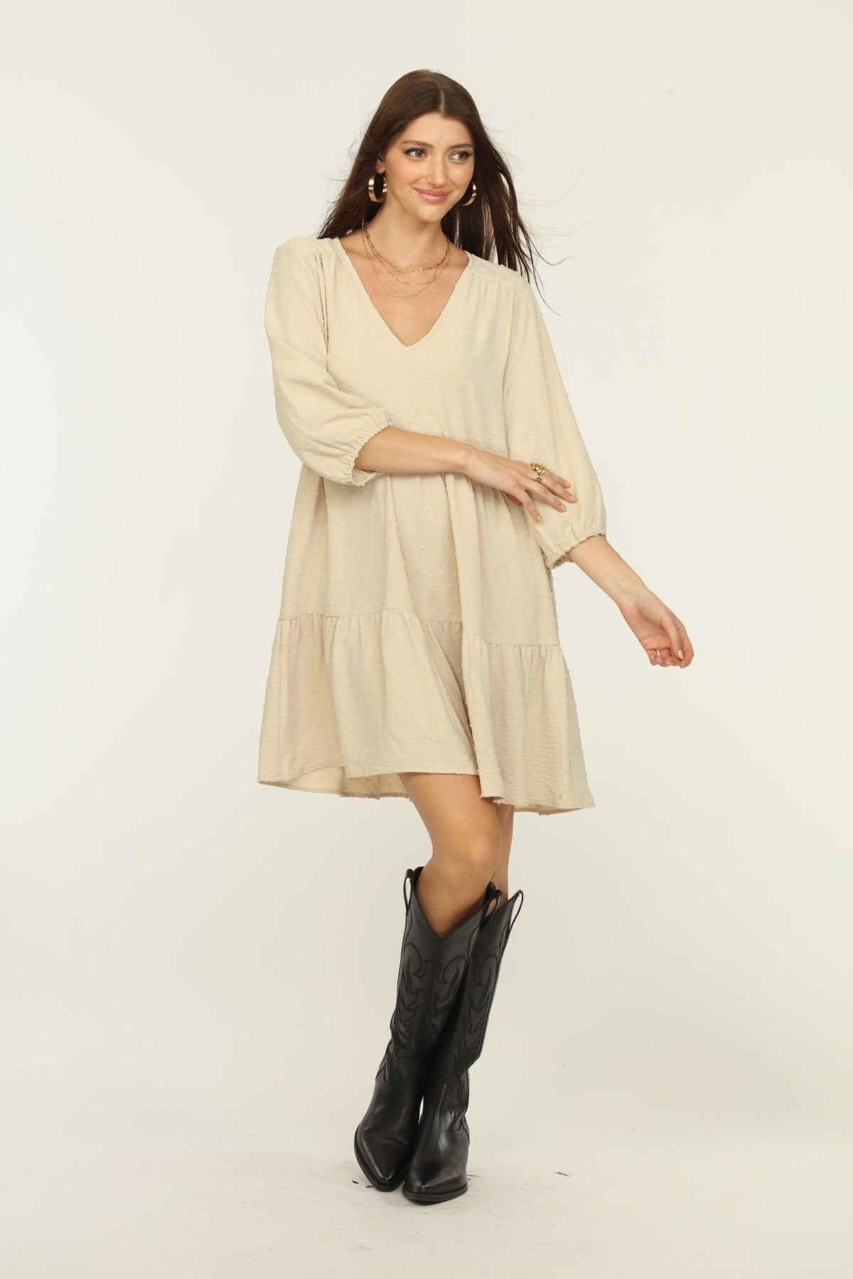Tan Airflow Tunic Dress-FINAL SALE
