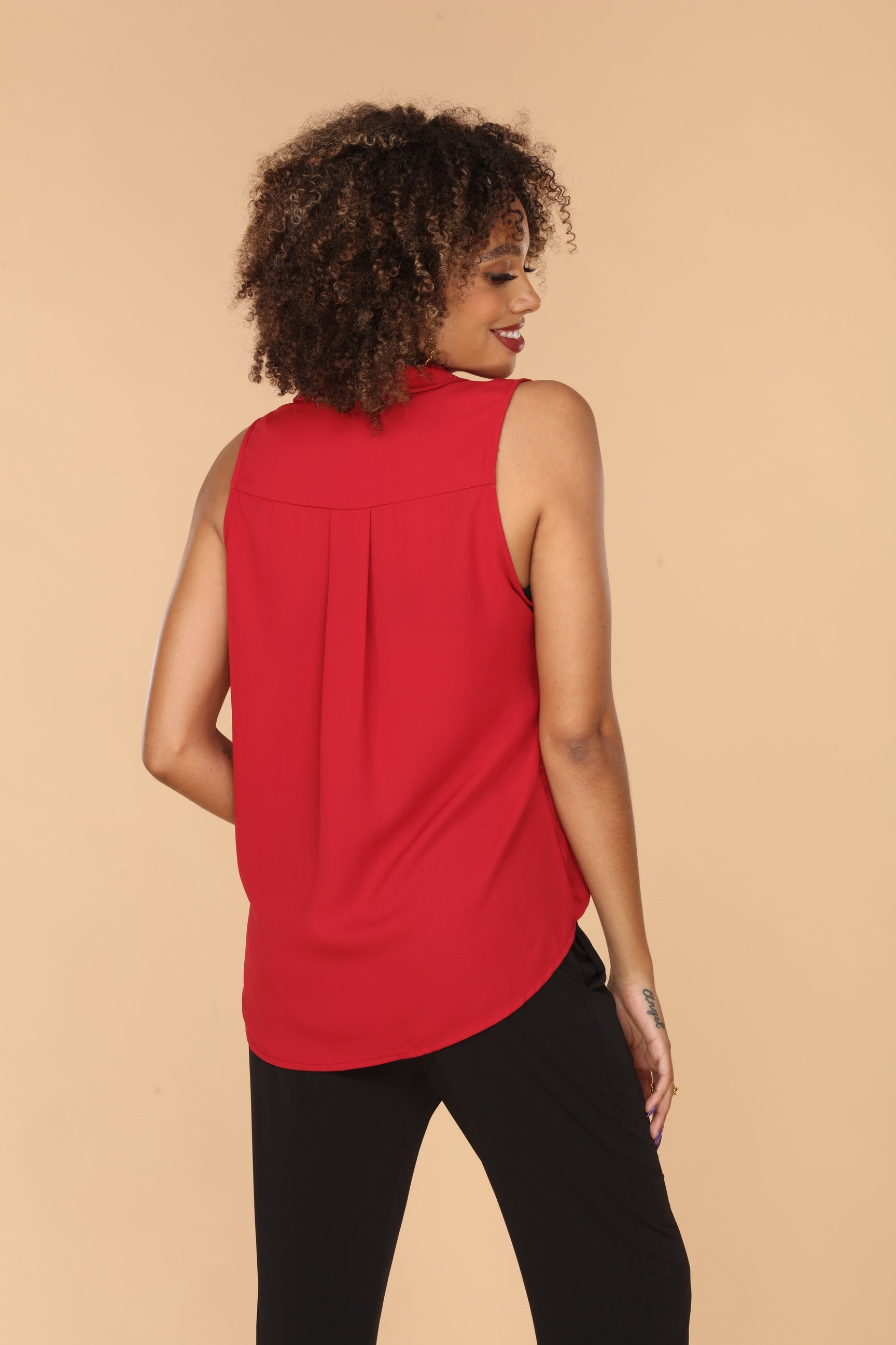 Chili Sleeveless Surplice Collar Top