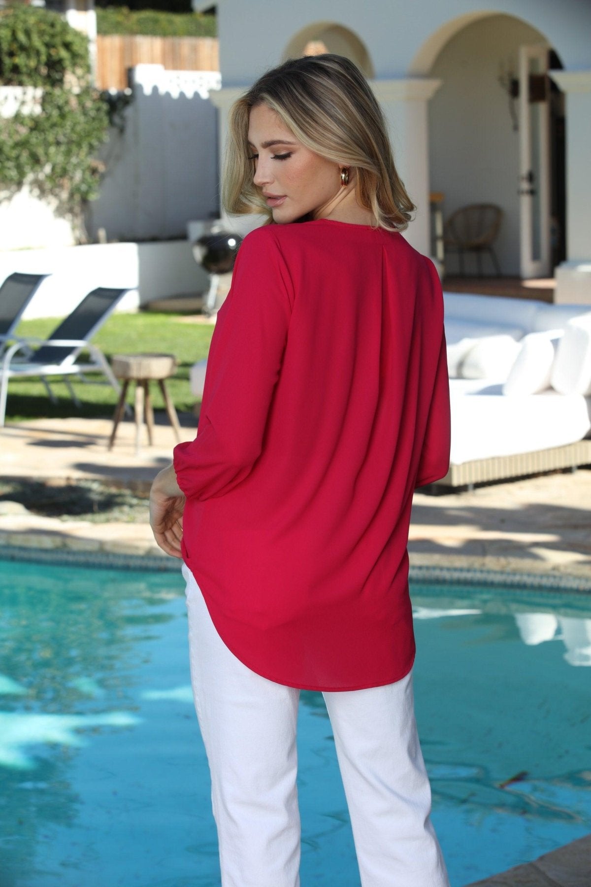 Pomegranate Surplice Blouse-FINAL SALE