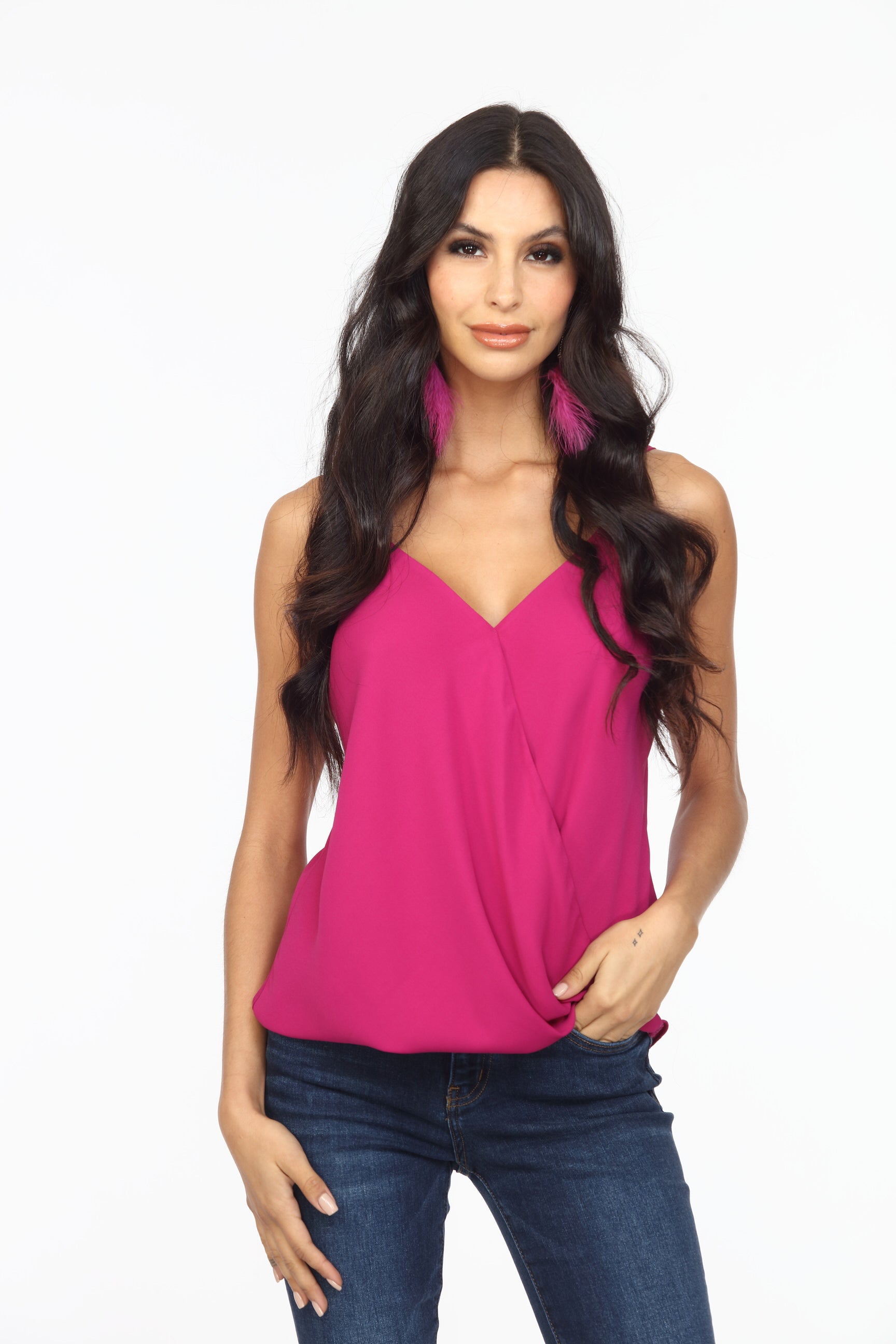 Magenta Surplice Tank