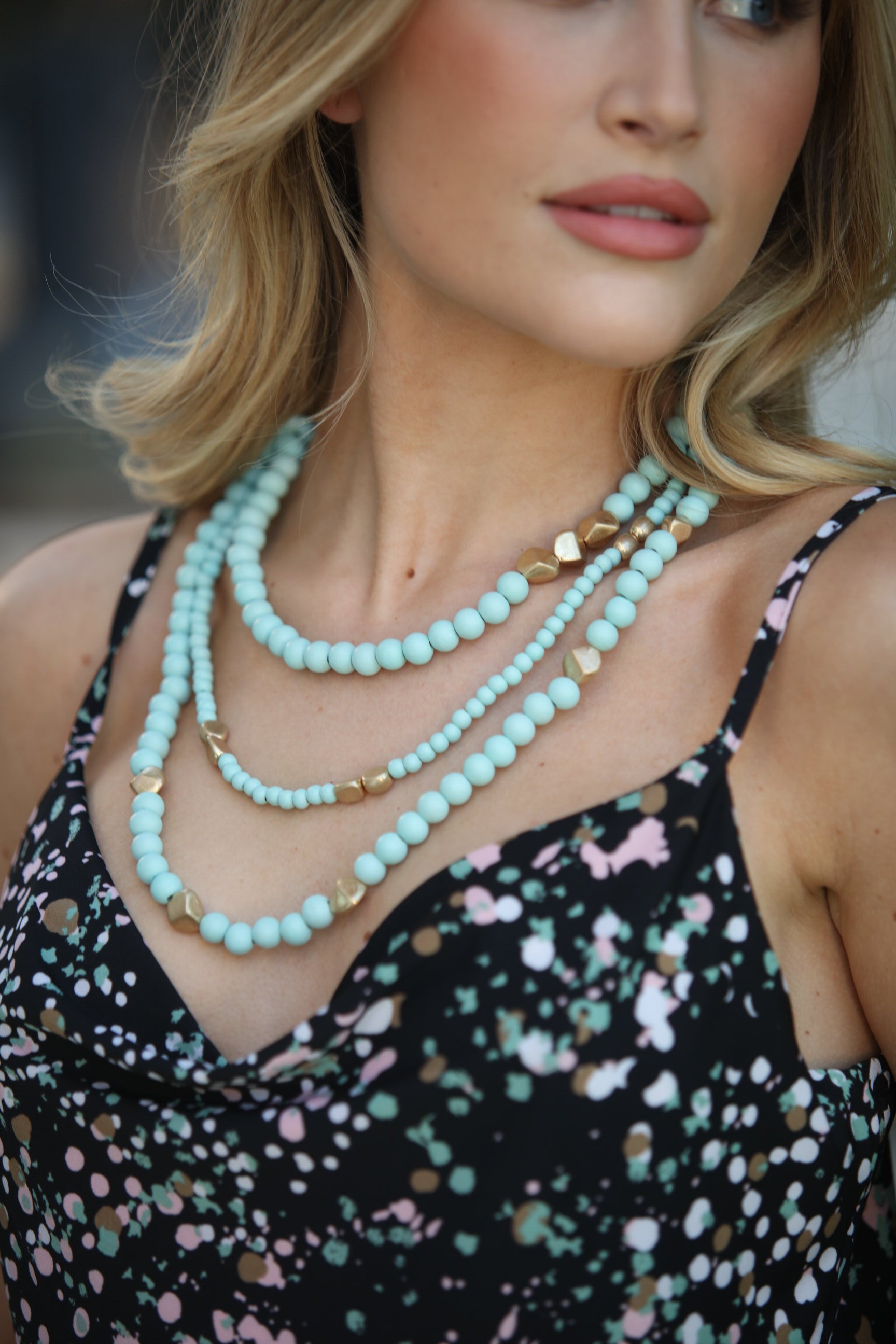 Mint Beaded Layered Necklace