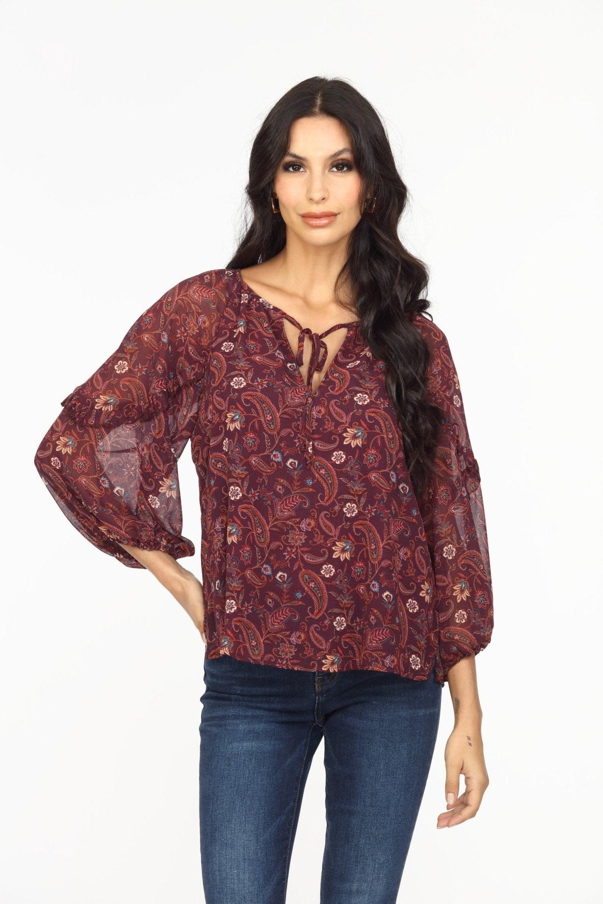 Gredana Ruffle Chiffon Blouse-FINAL SALE