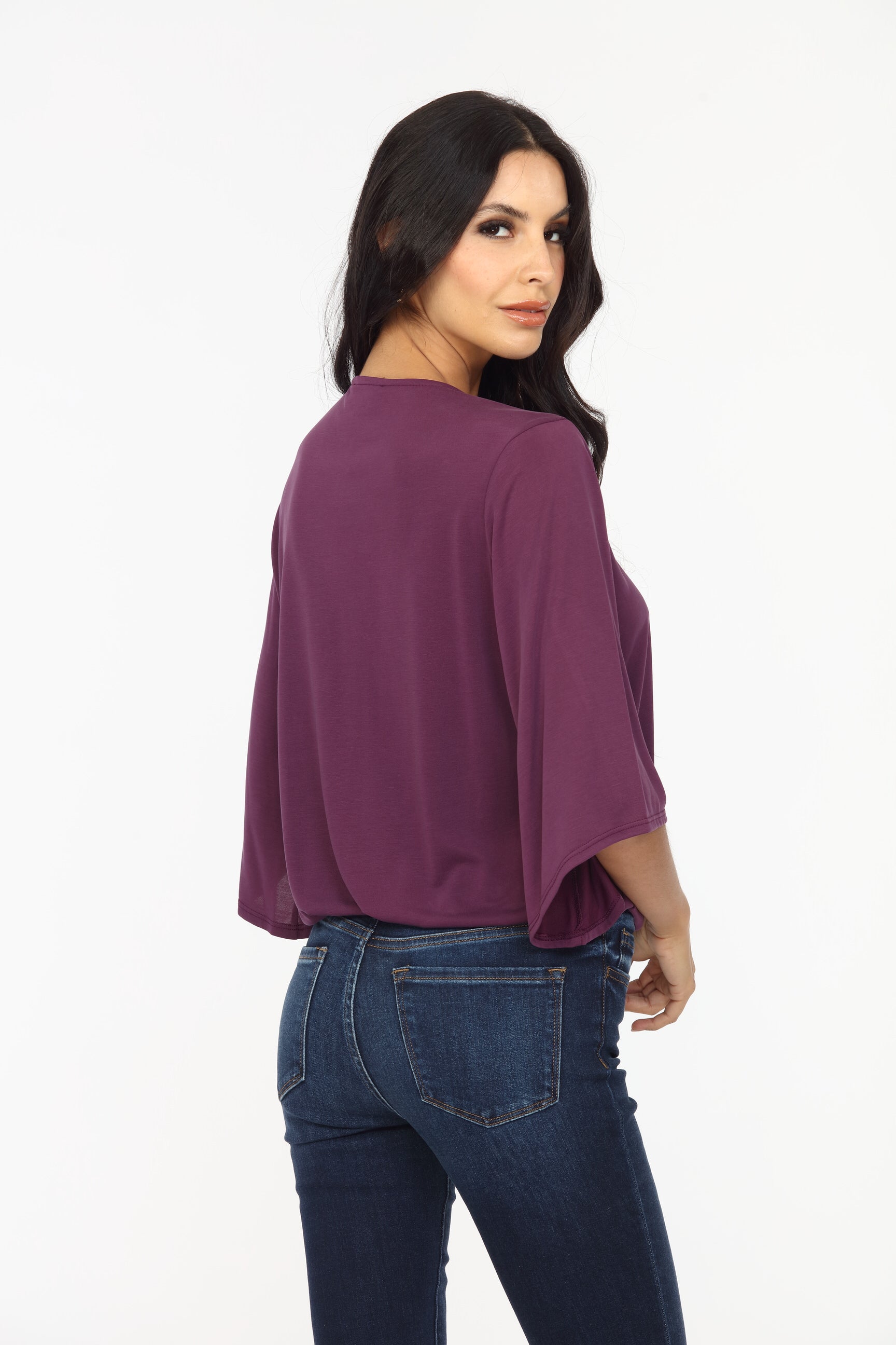 Eggplant Cupro Surplice Top-BEST SELLER