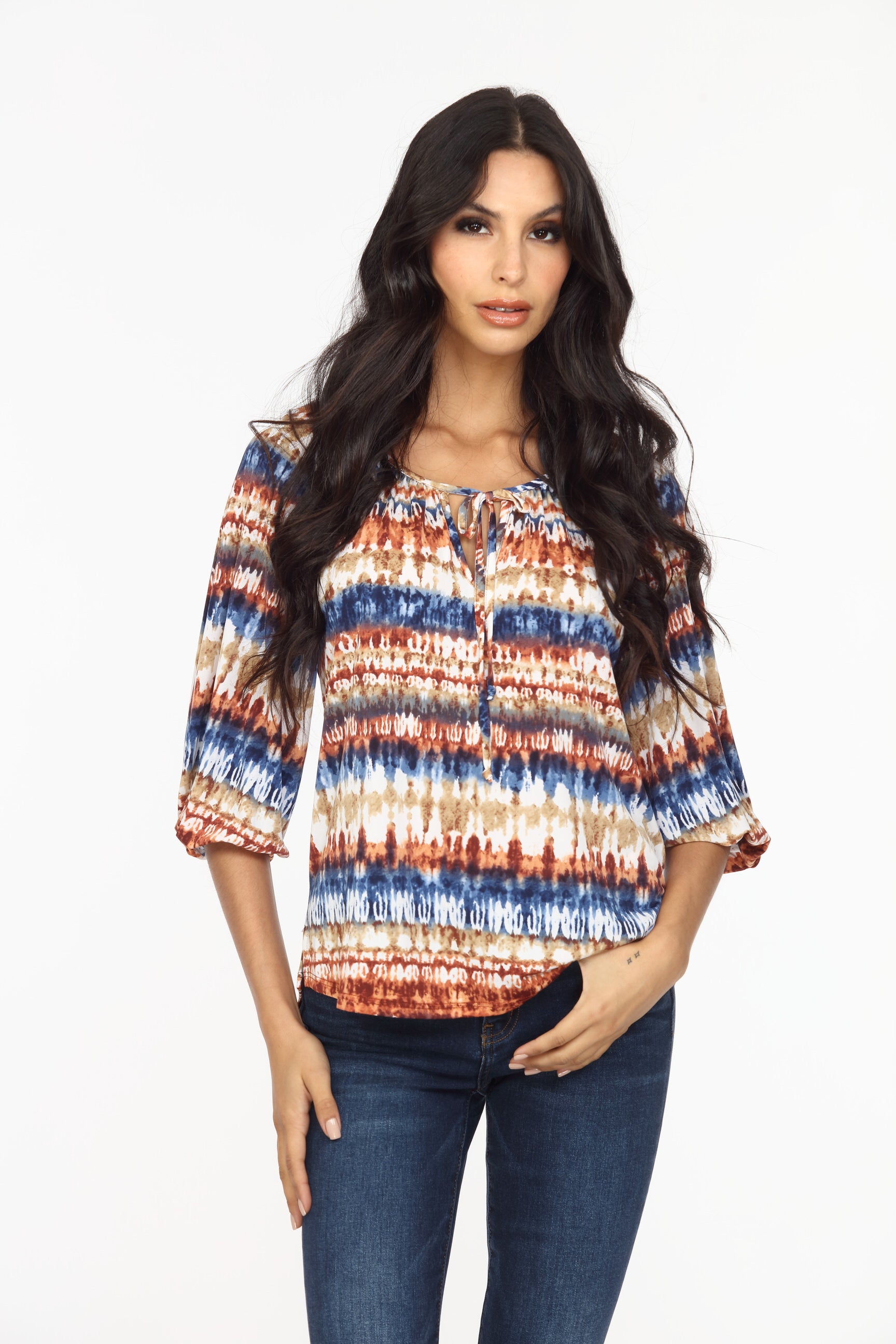 Effie Stretch Split Neck Top-FINAL SALE