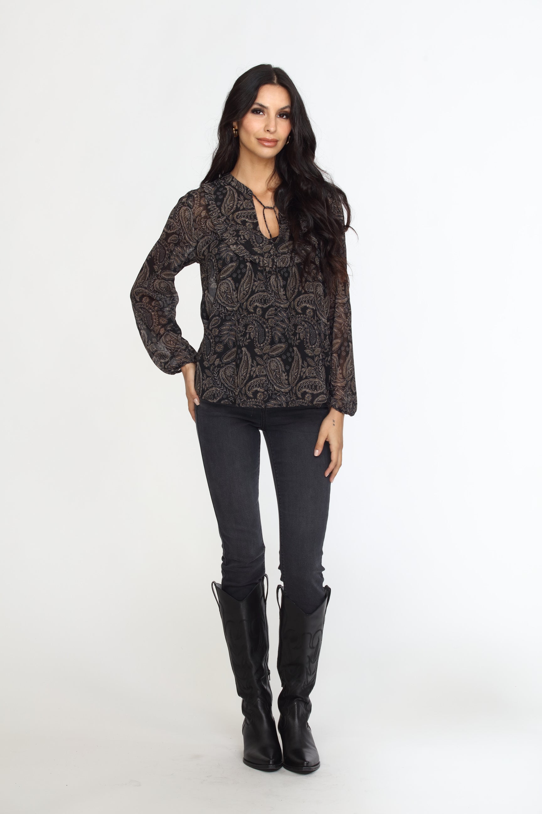 Yukon Ruffle Bib Blouse-FINAL SALE