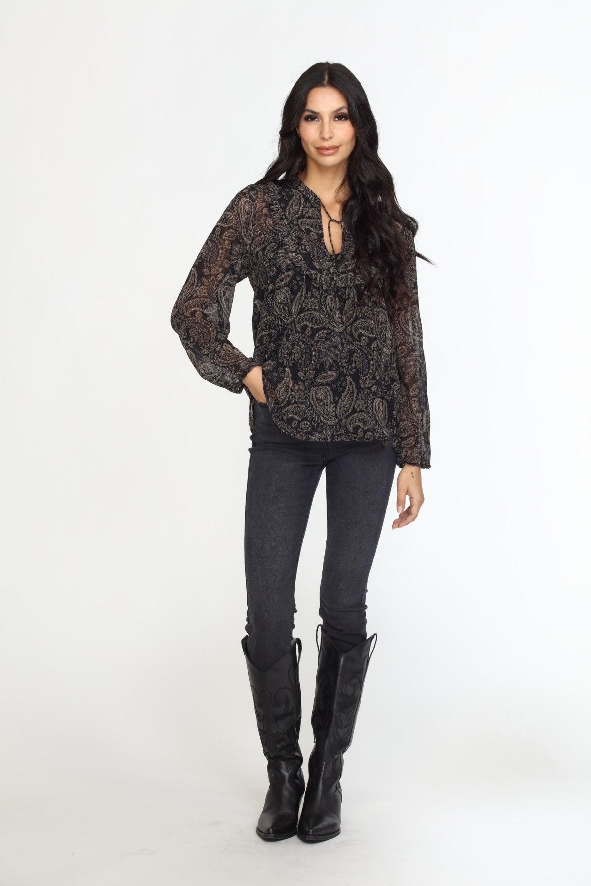 Yukon Ruffle Bib Blouse-FINAL SALE