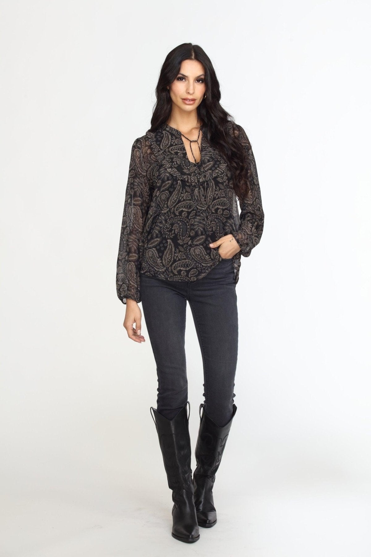 Yukon Ruffle Bib Blouse-FINAL SALE
