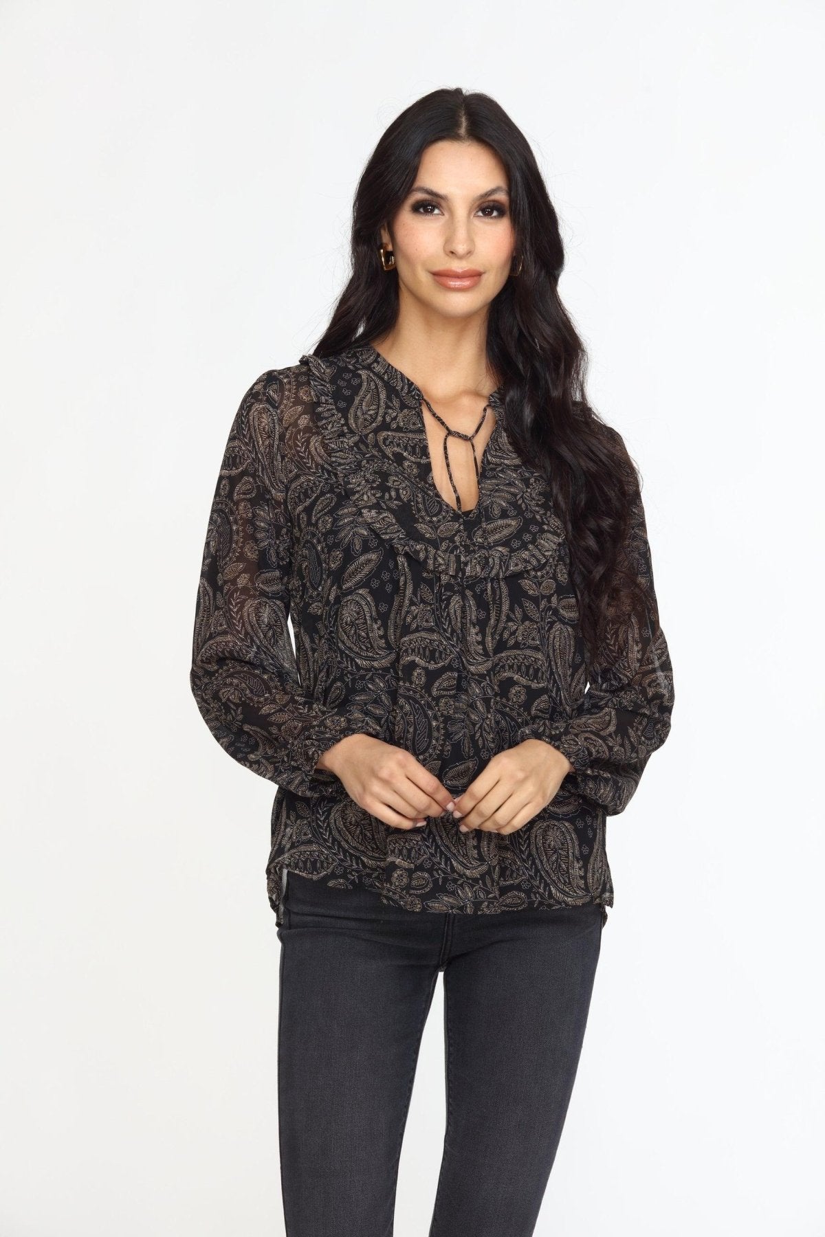 Yukon Ruffle Bib Blouse-FINAL SALE