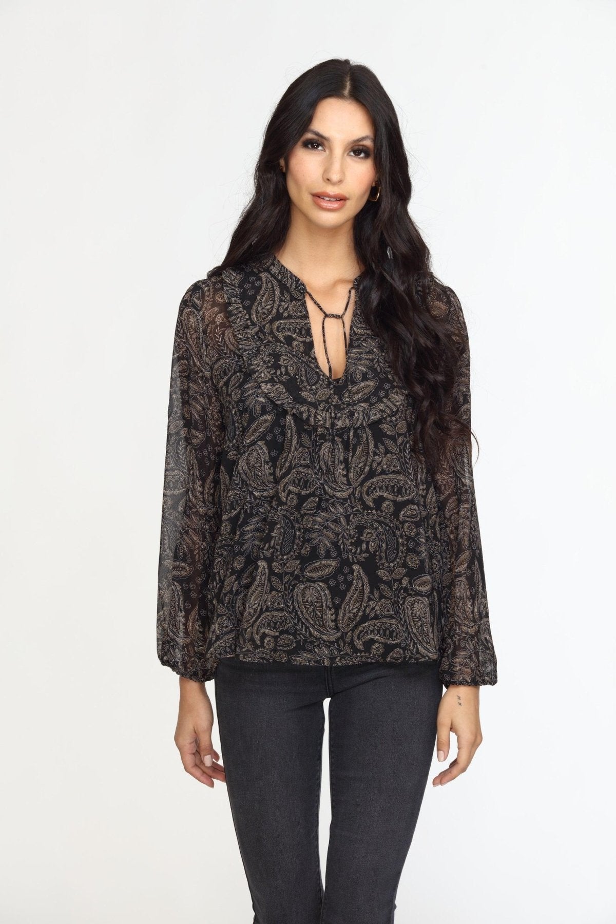 Yukon Ruffle Bib Blouse-FINAL SALE