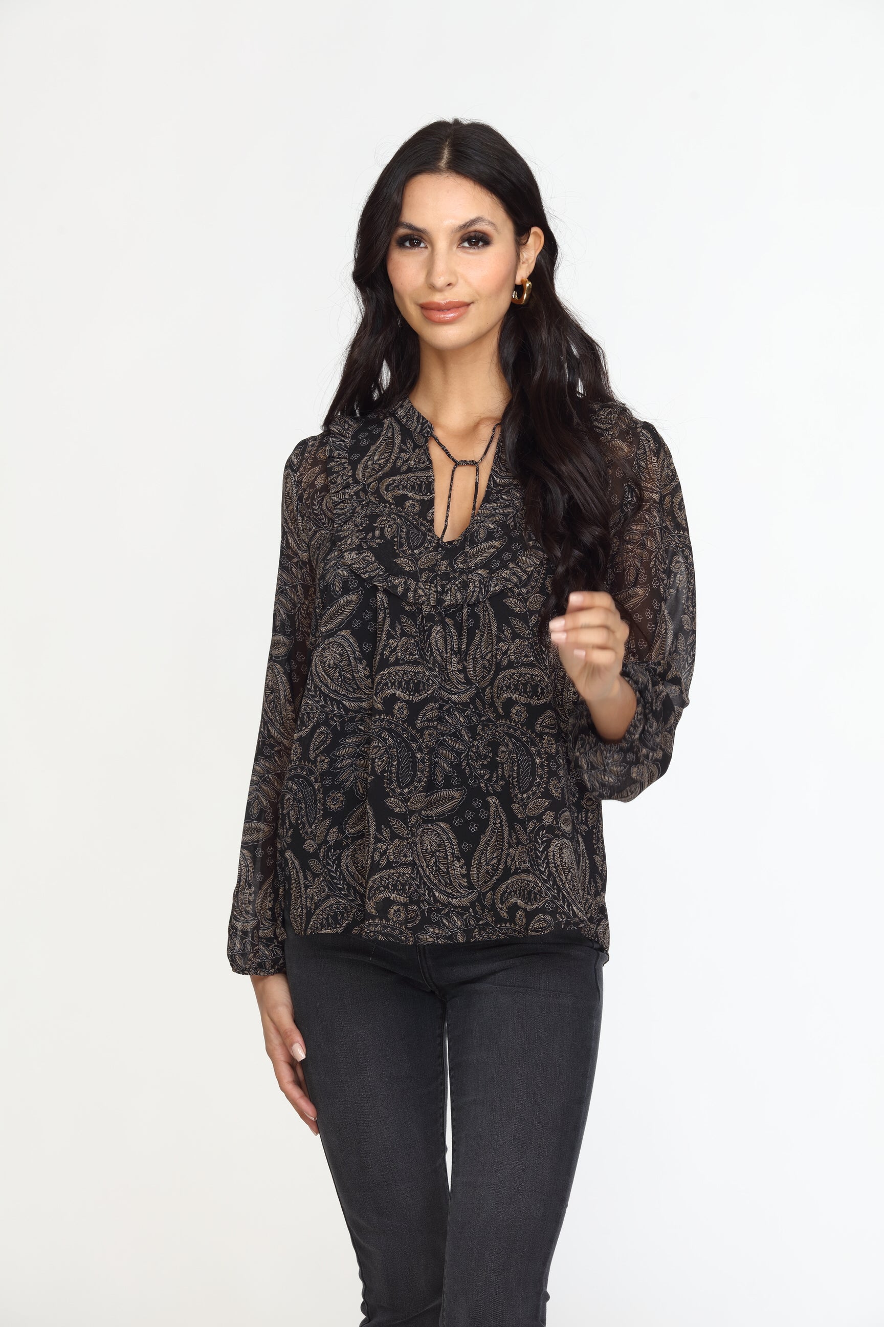 Yukon Ruffle Bib Blouse-FINAL SALE
